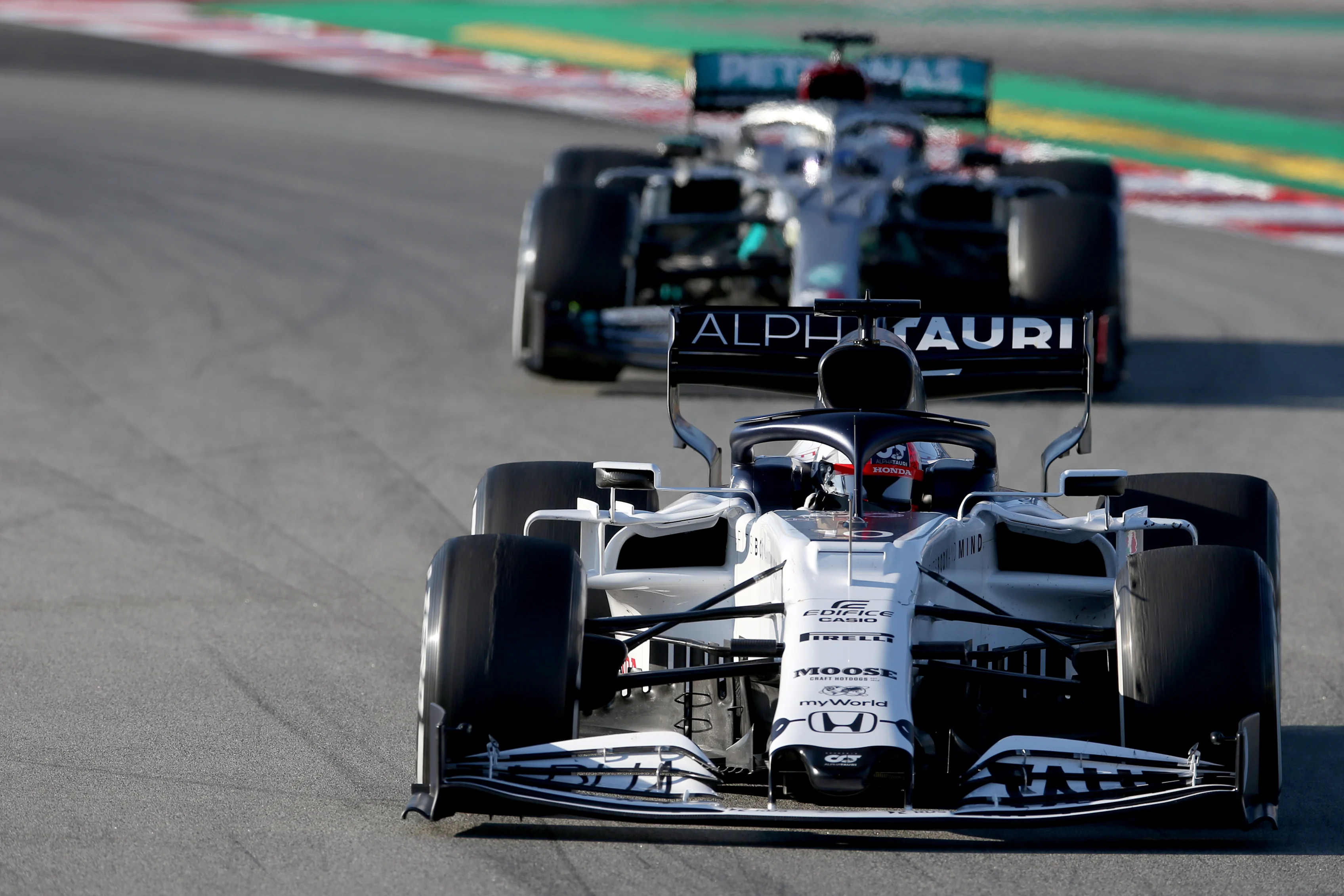 BARCELONA, SPAIN - FEBRUARY 20: Pierre Gasly of France driving the (10) Scuderia AlphaTauri AT01