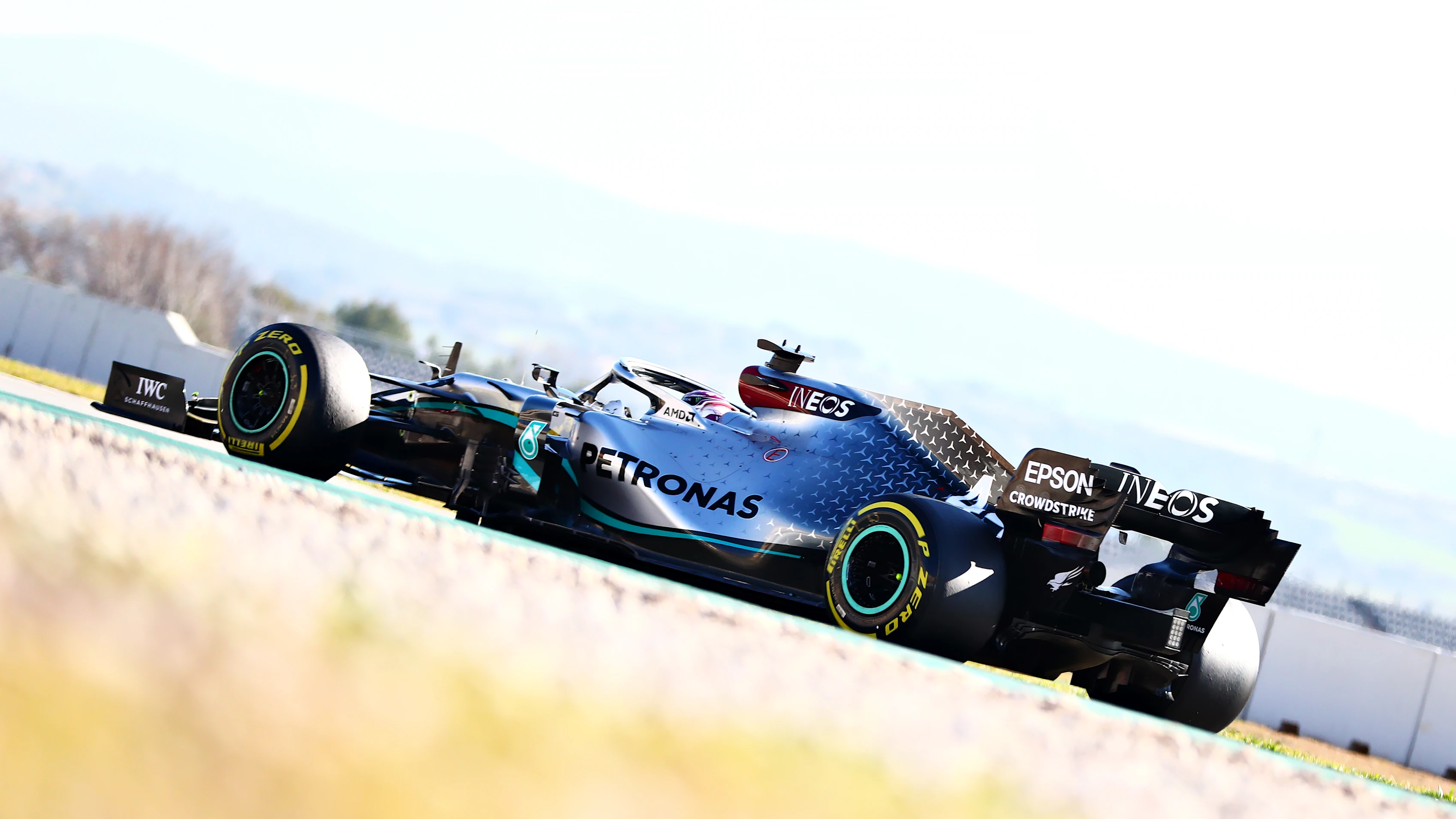 BARCELONA, SPAIN - FEBRUARY 28: Lewis Hamilton of Great Britain driving the (44) Mercedes AMG