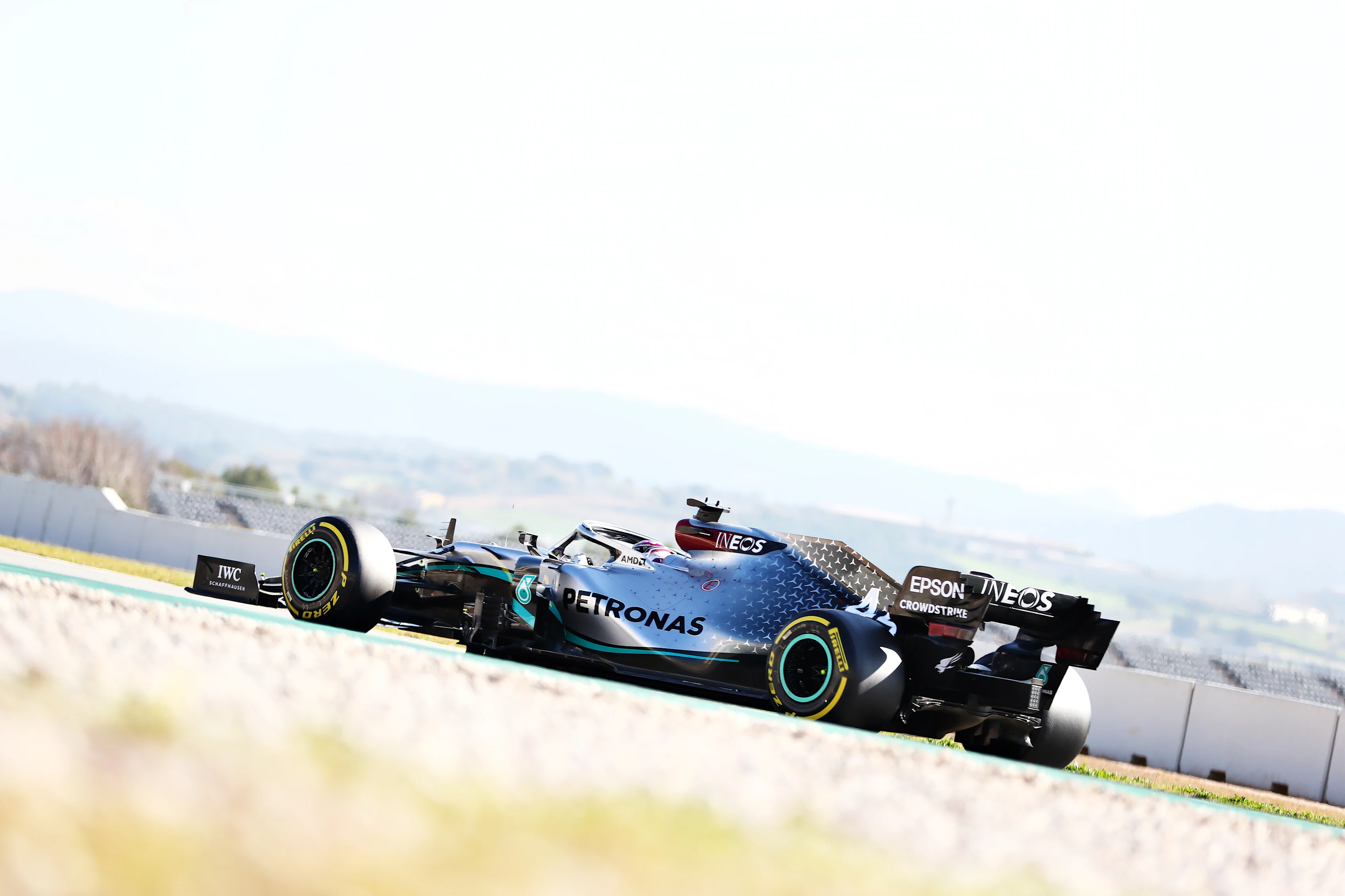 BARCELONA, SPAIN - FEBRUARY 28: Lewis Hamilton of Great Britain driving the (44) Mercedes AMG