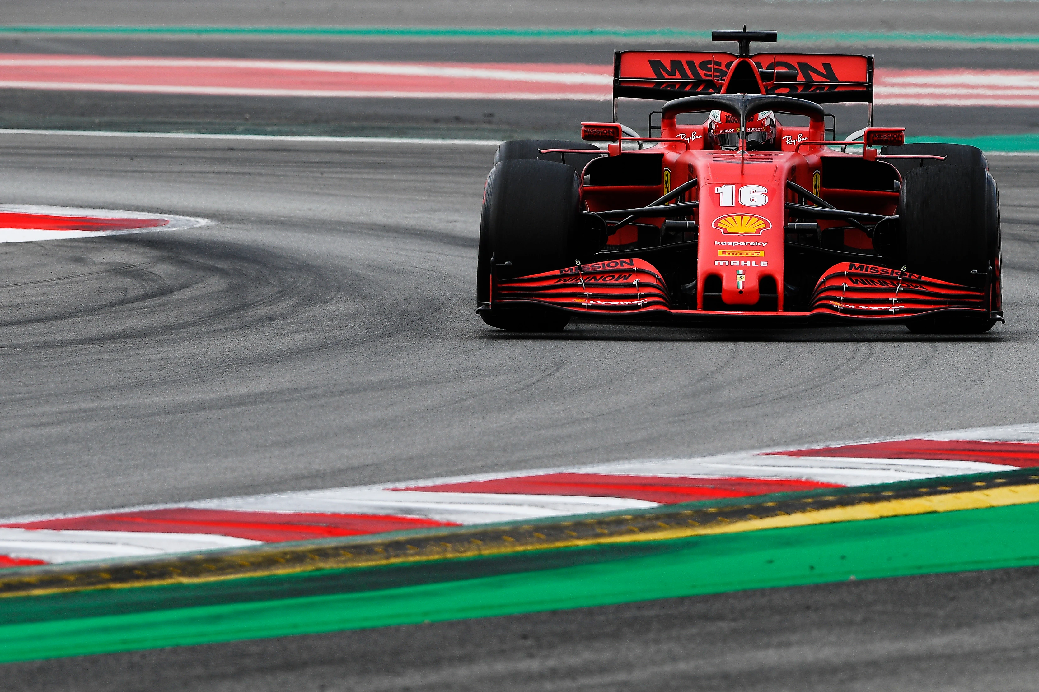 BARCELONA, SPAIN - FEBRUARY 28: Charles Leclerc of Monaco driving the (16) Scuderia Ferrari SF1000