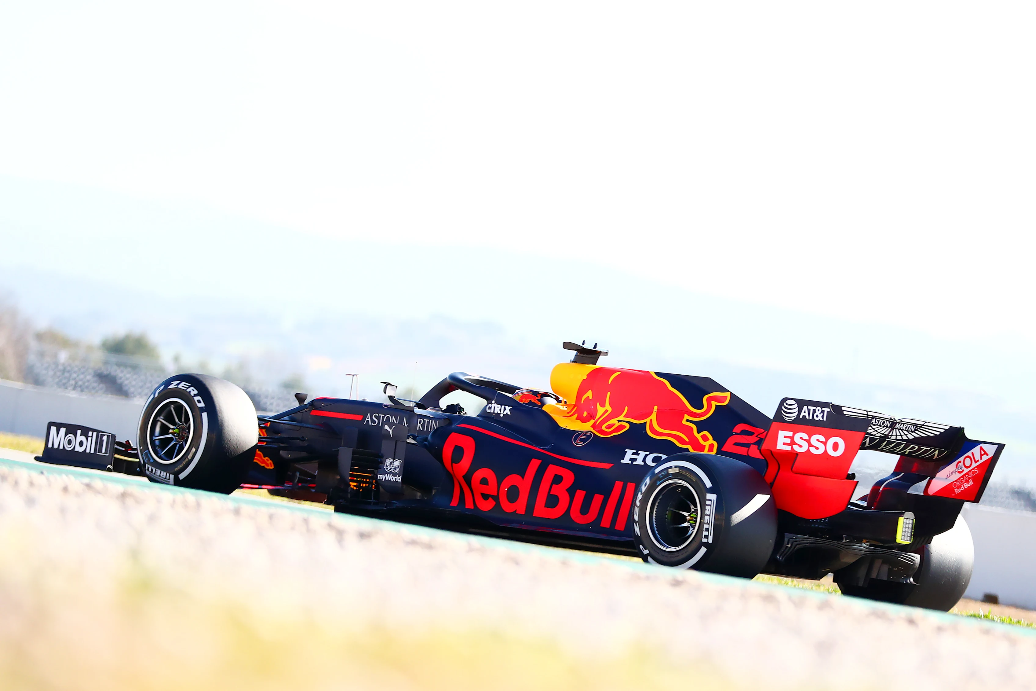 BARCELONA, SPAIN - FEBRUARY 28: Alexander Albon of Thailand driving the (23) Aston Martin Red Bull