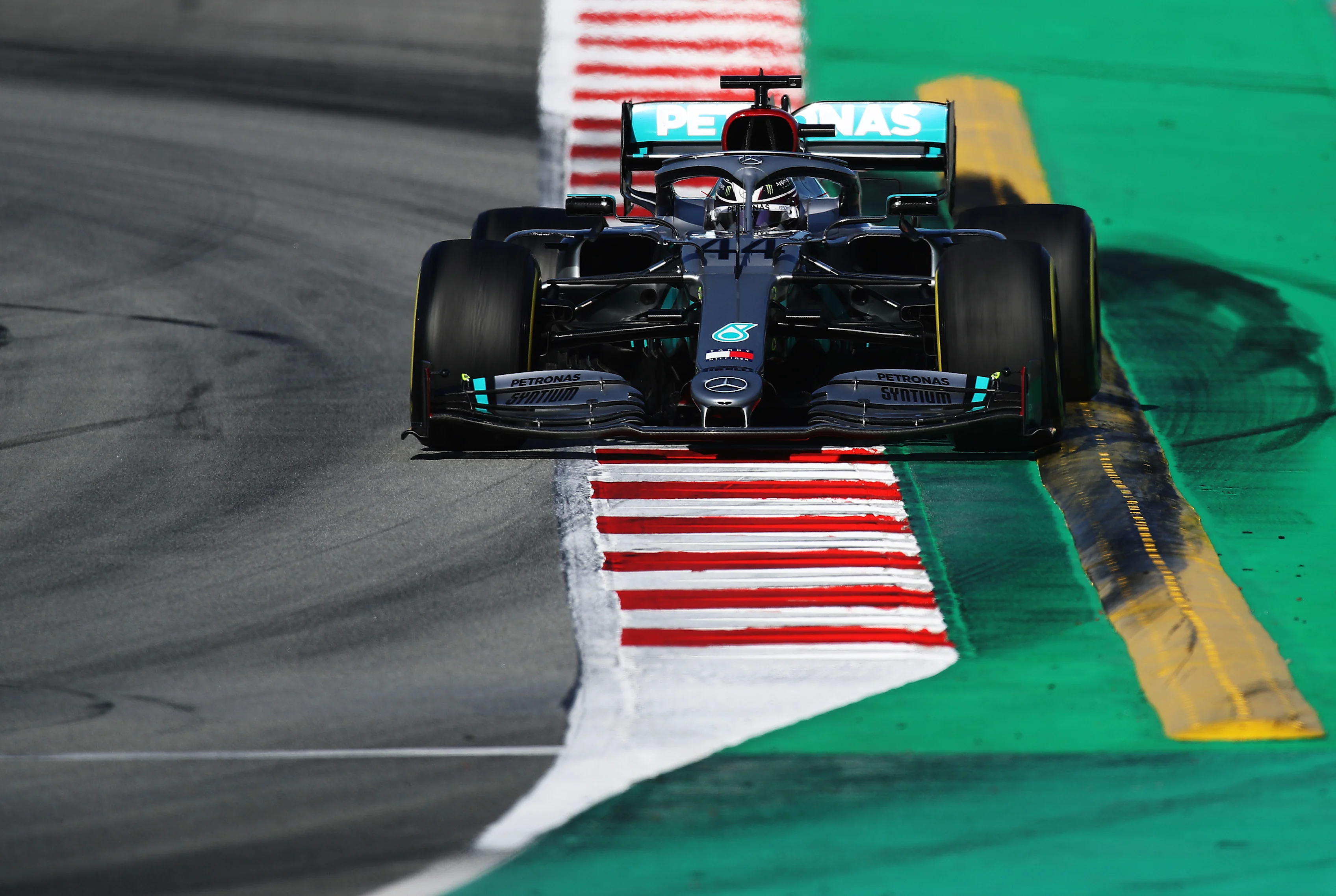 BARCELONA, SPAIN - FEBRUARY 28: Lewis Hamilton of Great Britain driving the (44) Mercedes AMG