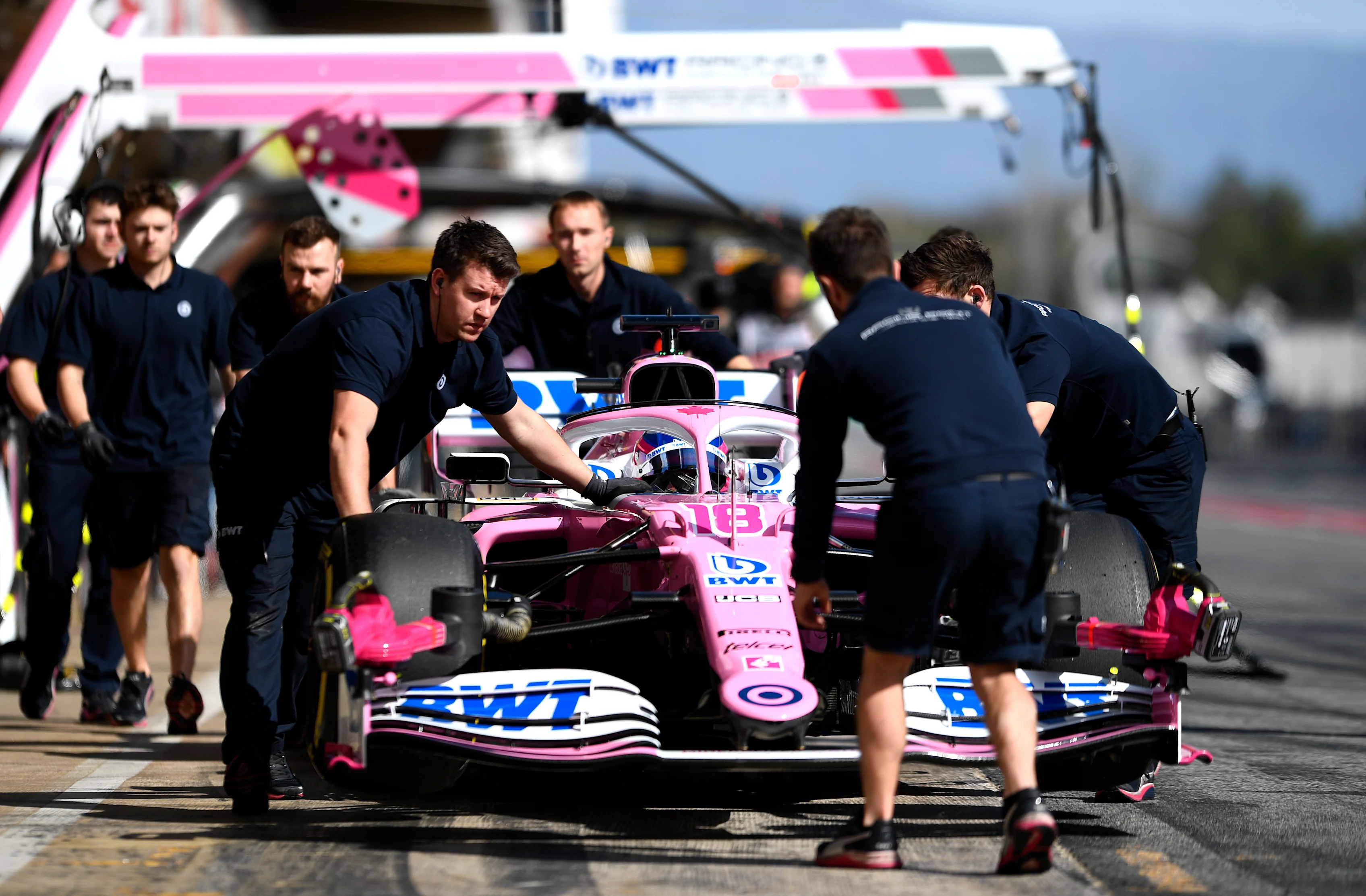 BARCELONA, SPAIN - FEBRUARY 27: Lance Stroll of Canada driving the (18) Racing Point RP20 Mercedes