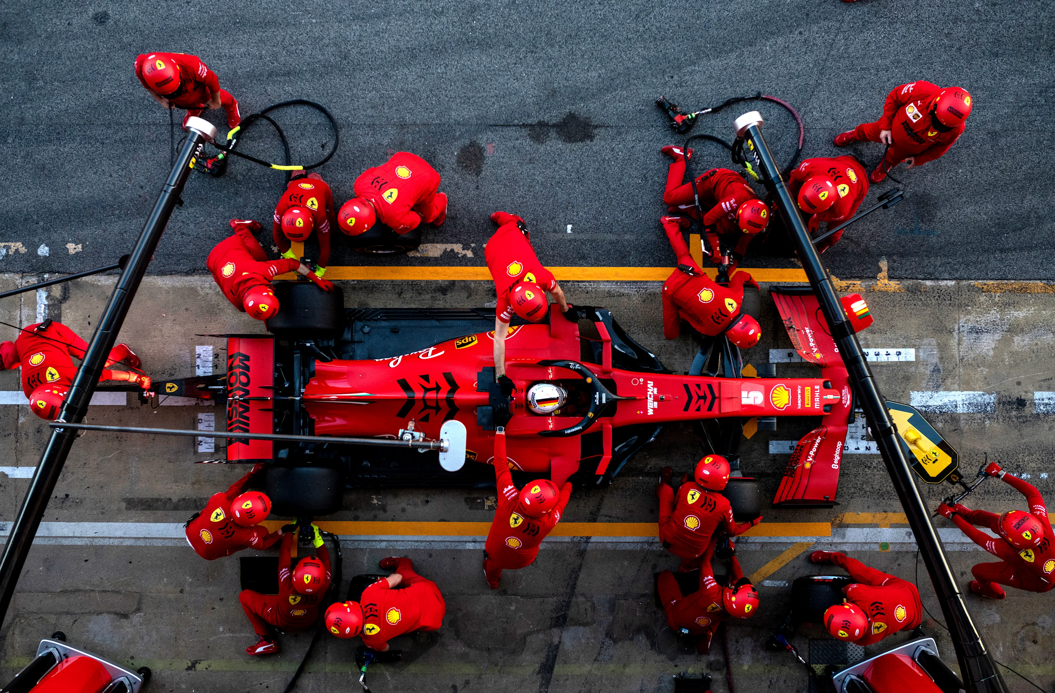 BARCELONA, SPAIN - FEBRUARY 27: Sebastian Vettel of Germany driving the (5) Scuderia Ferrari SF1000