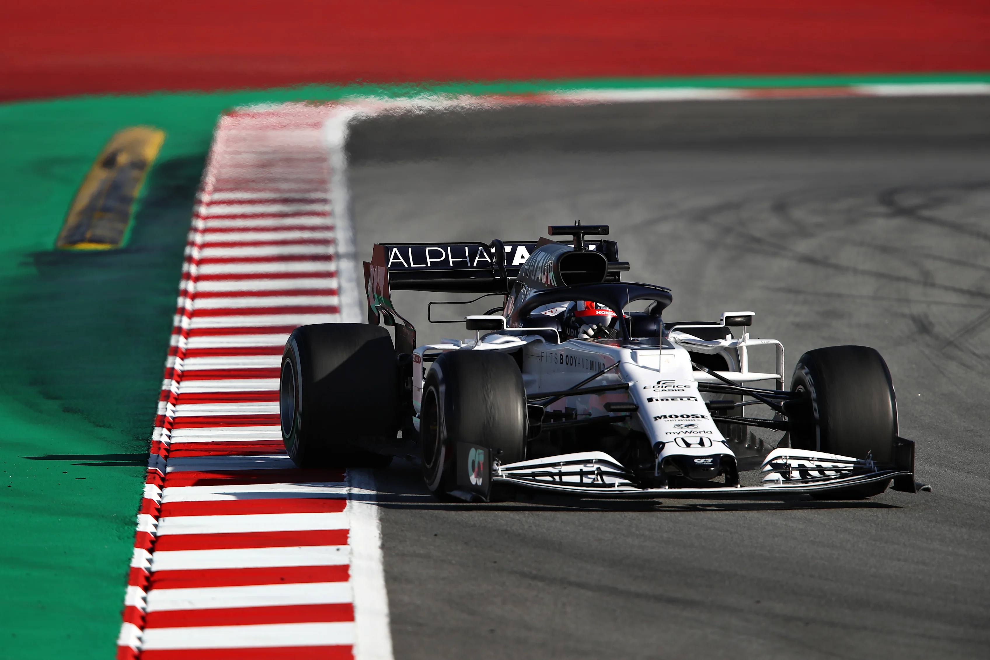 BARCELONA, SPAIN - FEBRUARY 27: Pierre Gasly of France driving the (10) Scuderia AlphaTauri AT01