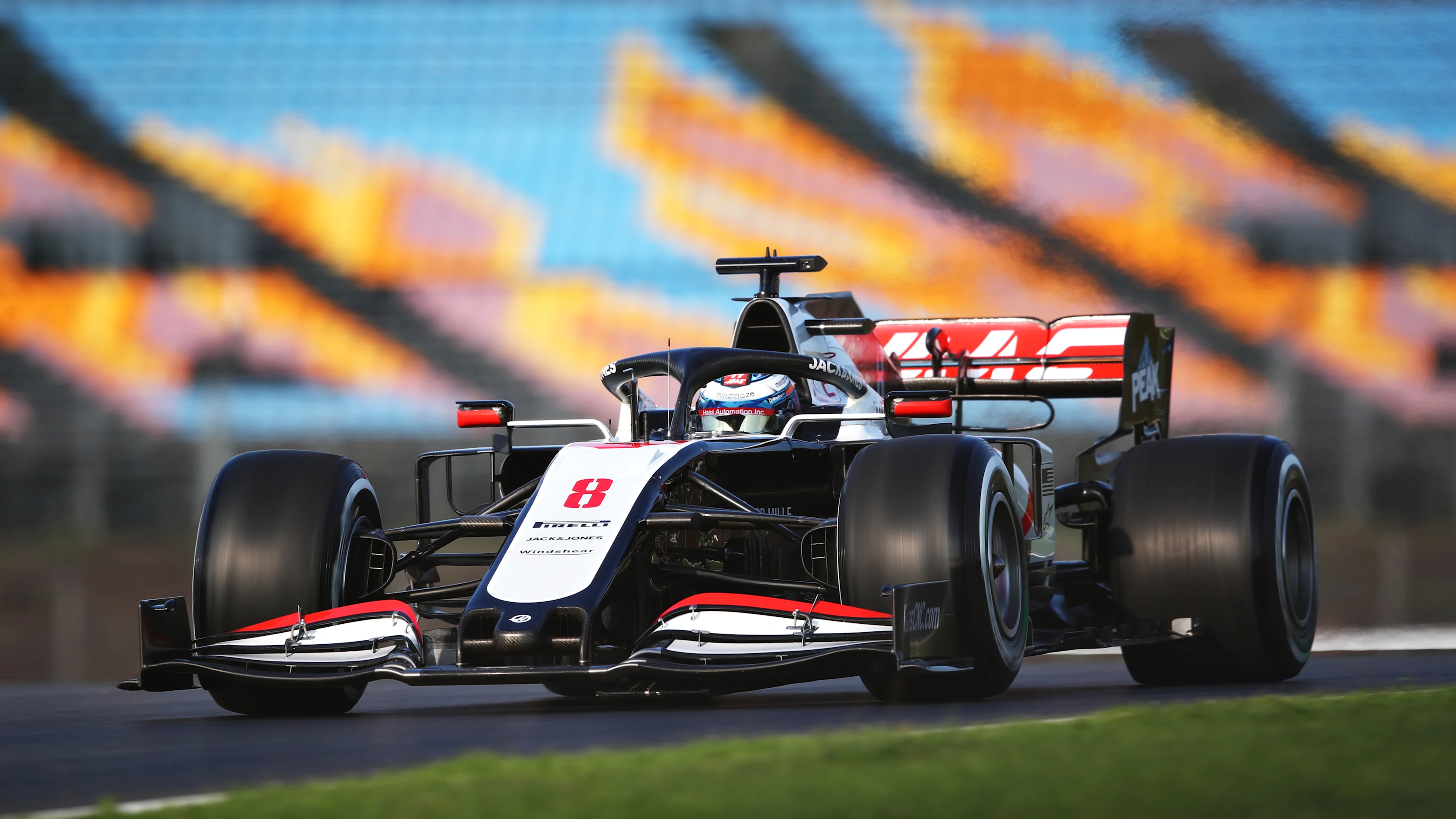 ISTANBUL, TURKEY - NOVEMBER 13: Romain Grosjean of France driving the (8) Haas F1 Team VF-20