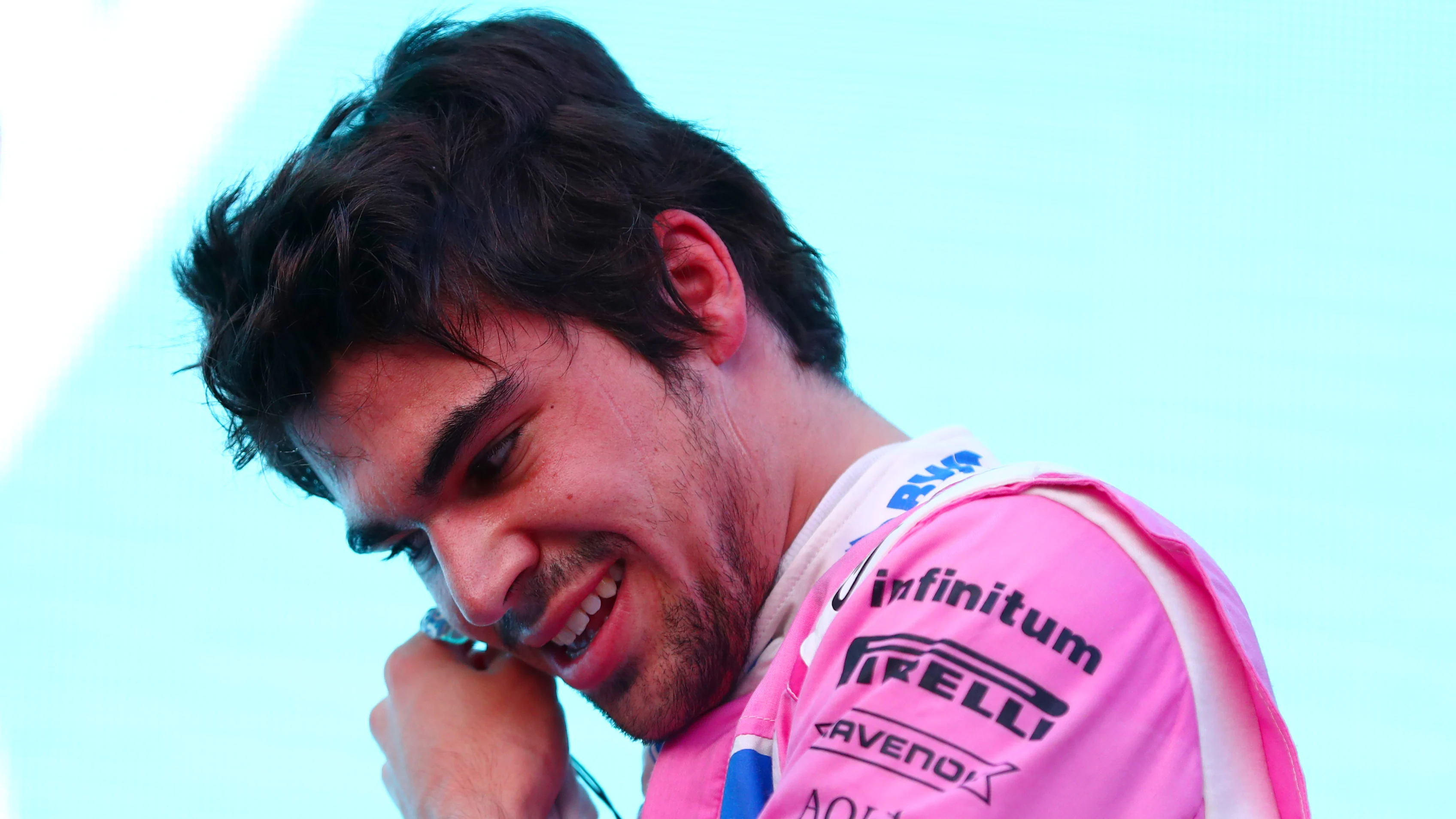 ISTANBUL, TURKEY - NOVEMBER 14:  Lance Stroll of Canada and Racing Point smiles in parc ferme after