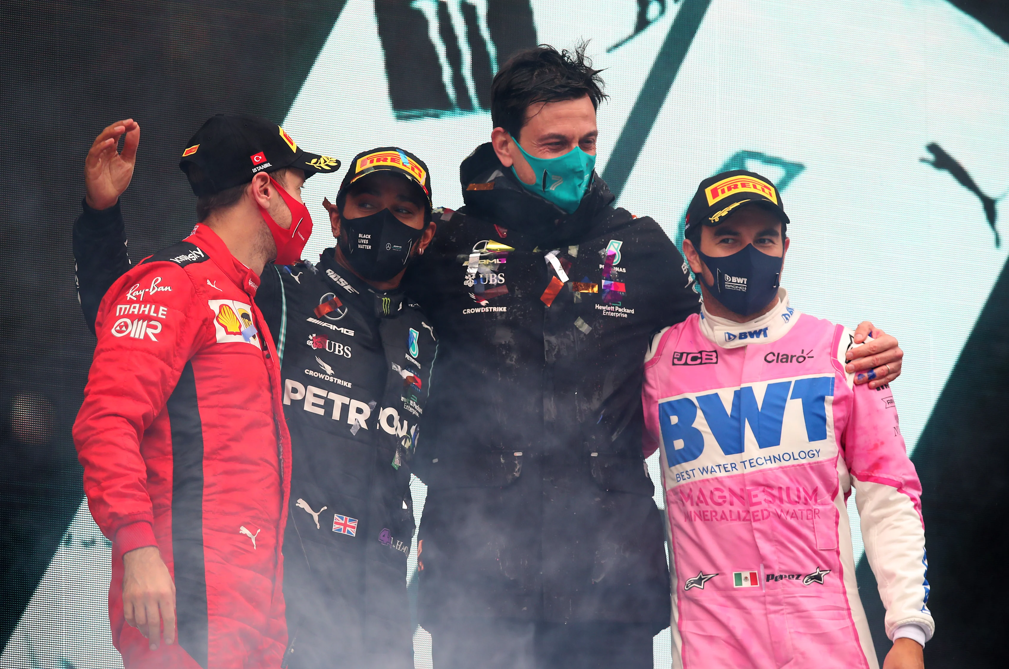 ISTANBUL, TURKEY - NOVEMBER 15: Race winner Lewis Hamilton of Great Britain and Mercedes GP