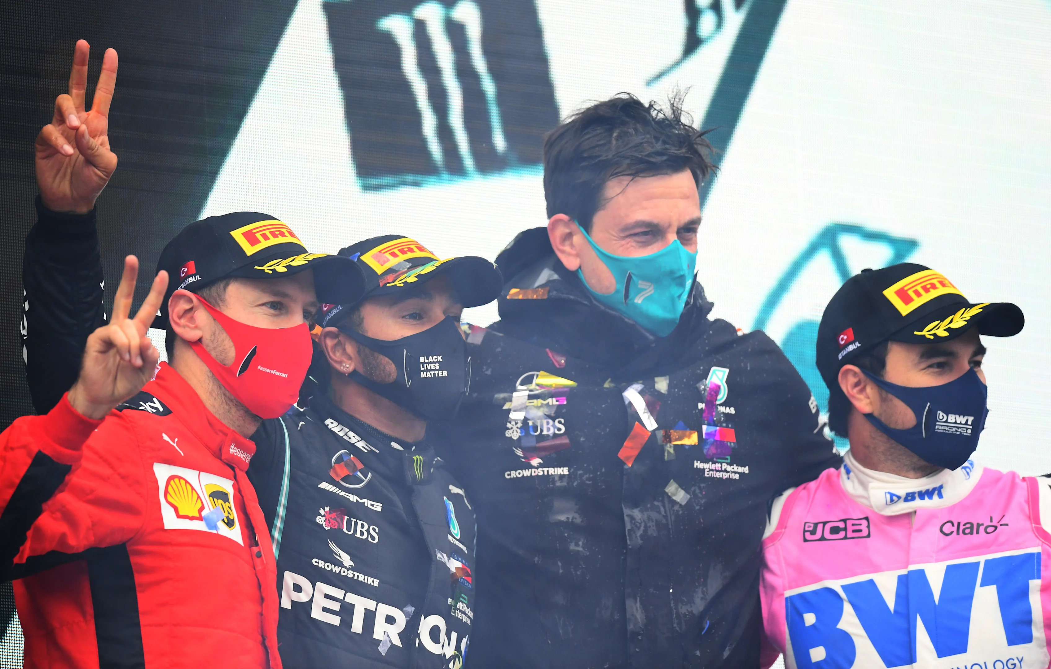 ISTANBUL, TURKEY - NOVEMBER 15: Race winner Lewis Hamilton of Great Britain and Mercedes GP