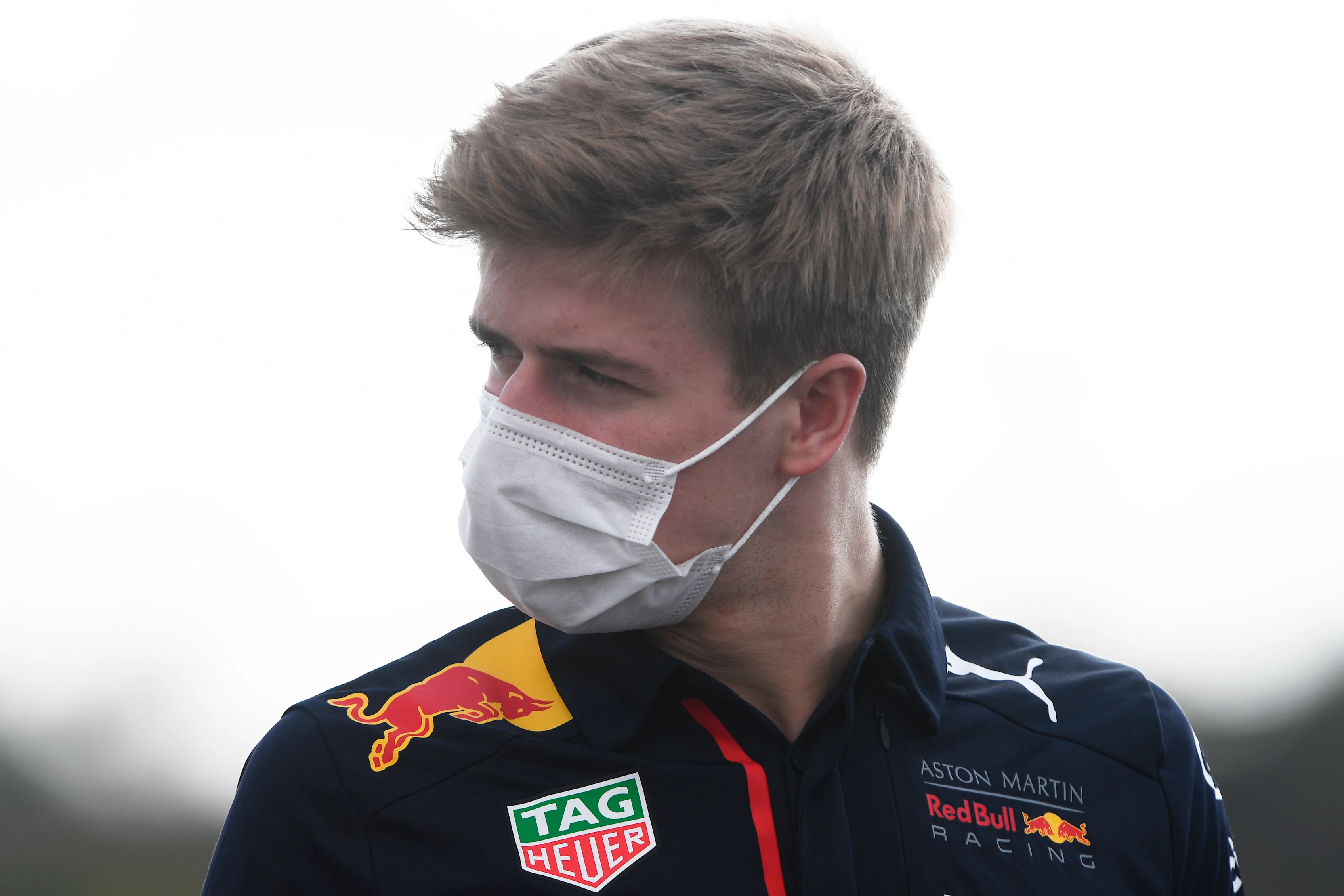 ISTANBUL, TURKEY - NOVEMBER 12: Juri Vips of Estonia and Red Bull Racing walks the track during