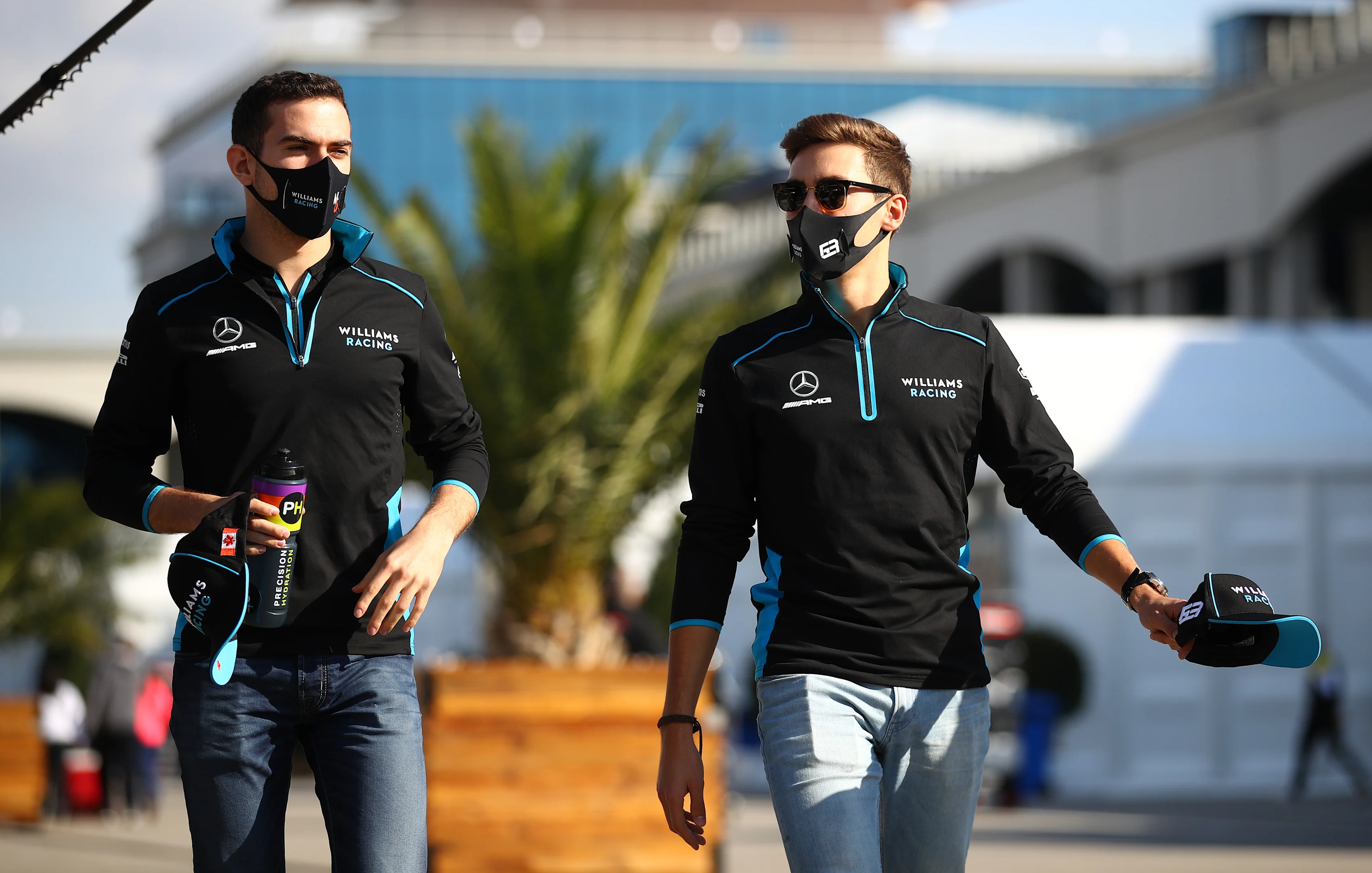 ISTANBUL, TURKEY - NOVEMBER 12: George Russell of Great Britain and Williams and Nicholas Latifi of