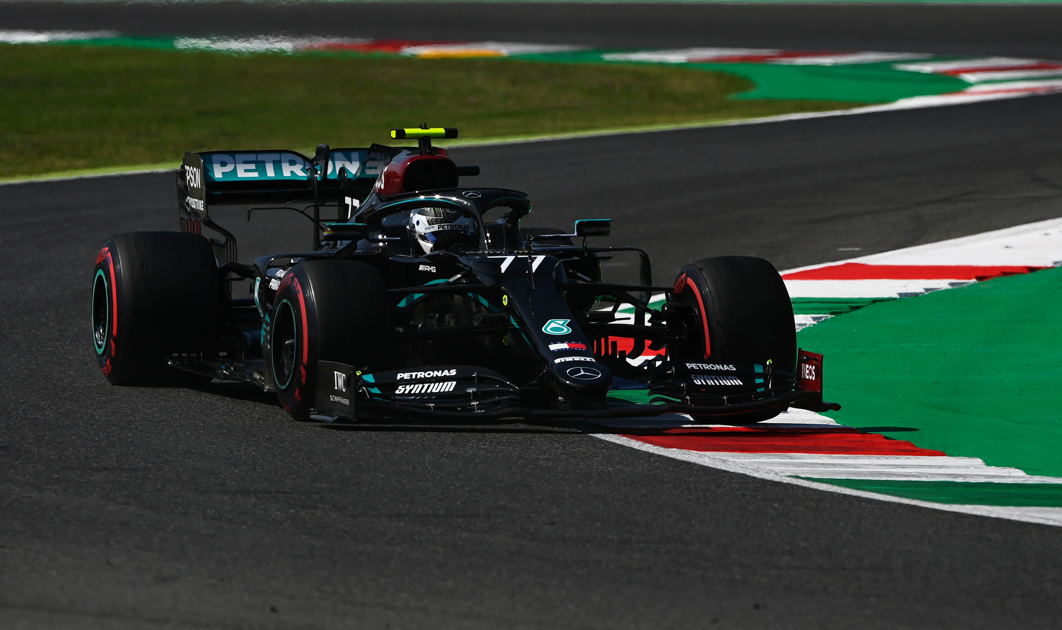 SCARPERIA, ITALY - SEPTEMBER 11: Valtteri Bottas of Finland driving the (77) Mercedes AMG Petronas