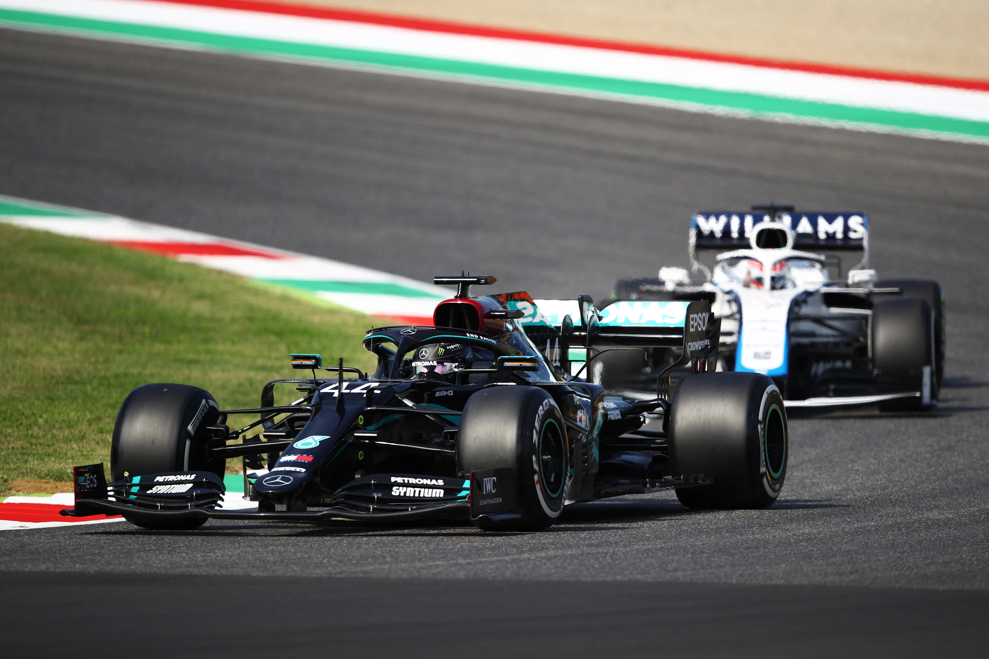 SCARPERIA, ITALY - SEPTEMBER 11: Lewis Hamilton of Great Britain driving the (44) Mercedes AMG