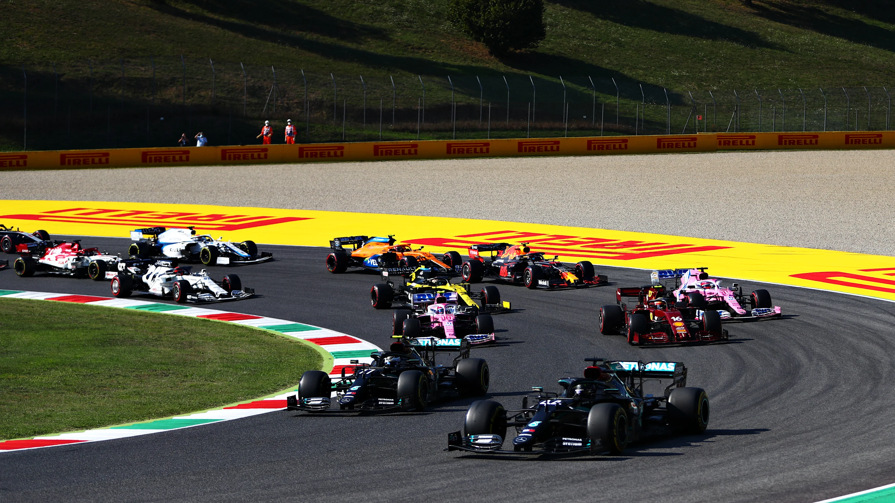 SCARPERIA, ITALY - SEPTEMBER 13: Lewis Hamilton of Great Britain driving the (44) Mercedes AMG