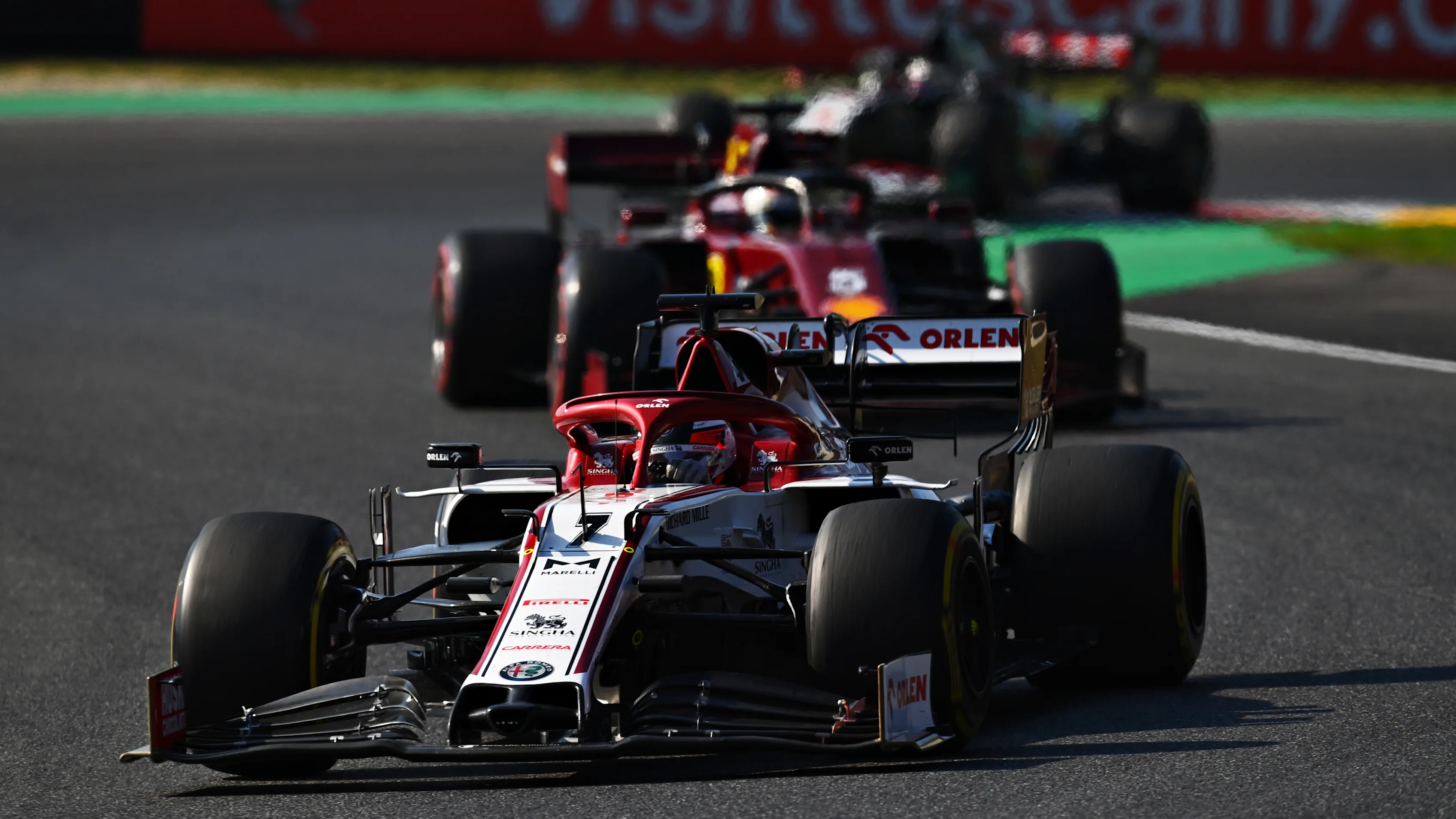 SCARPERIA, ITALY - SEPTEMBER 13: Kimi Raikkonen of Finland driving the (7) Alfa Romeo Racing C39
