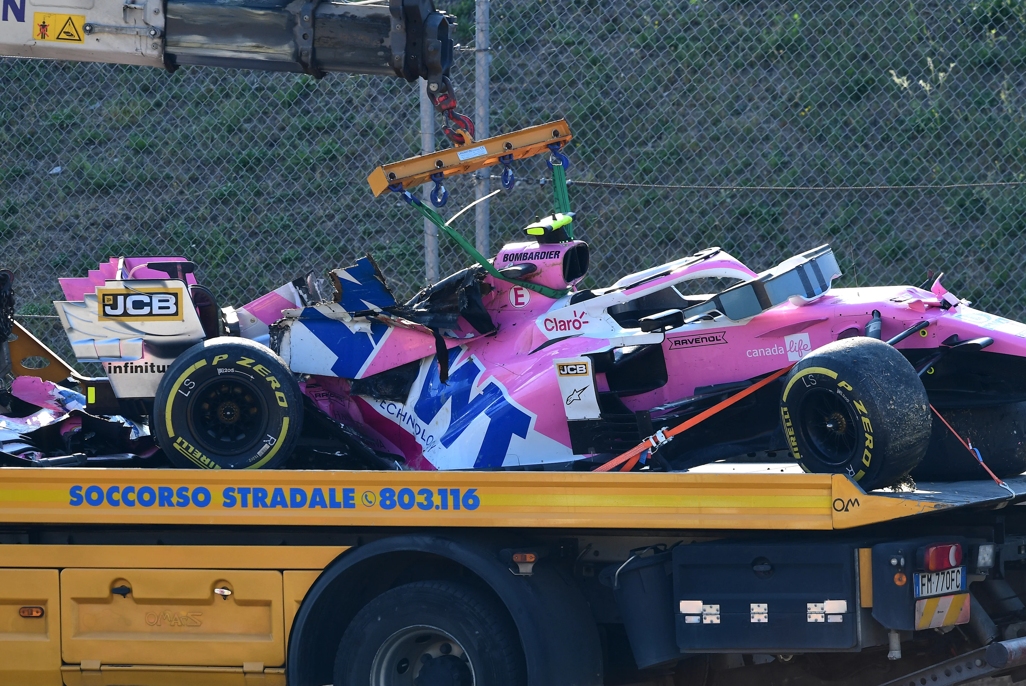 SCARPERIA, ITALY - SEPTEMBER 13: The car of Lance Stroll of Canada and Racing Point is seen on a