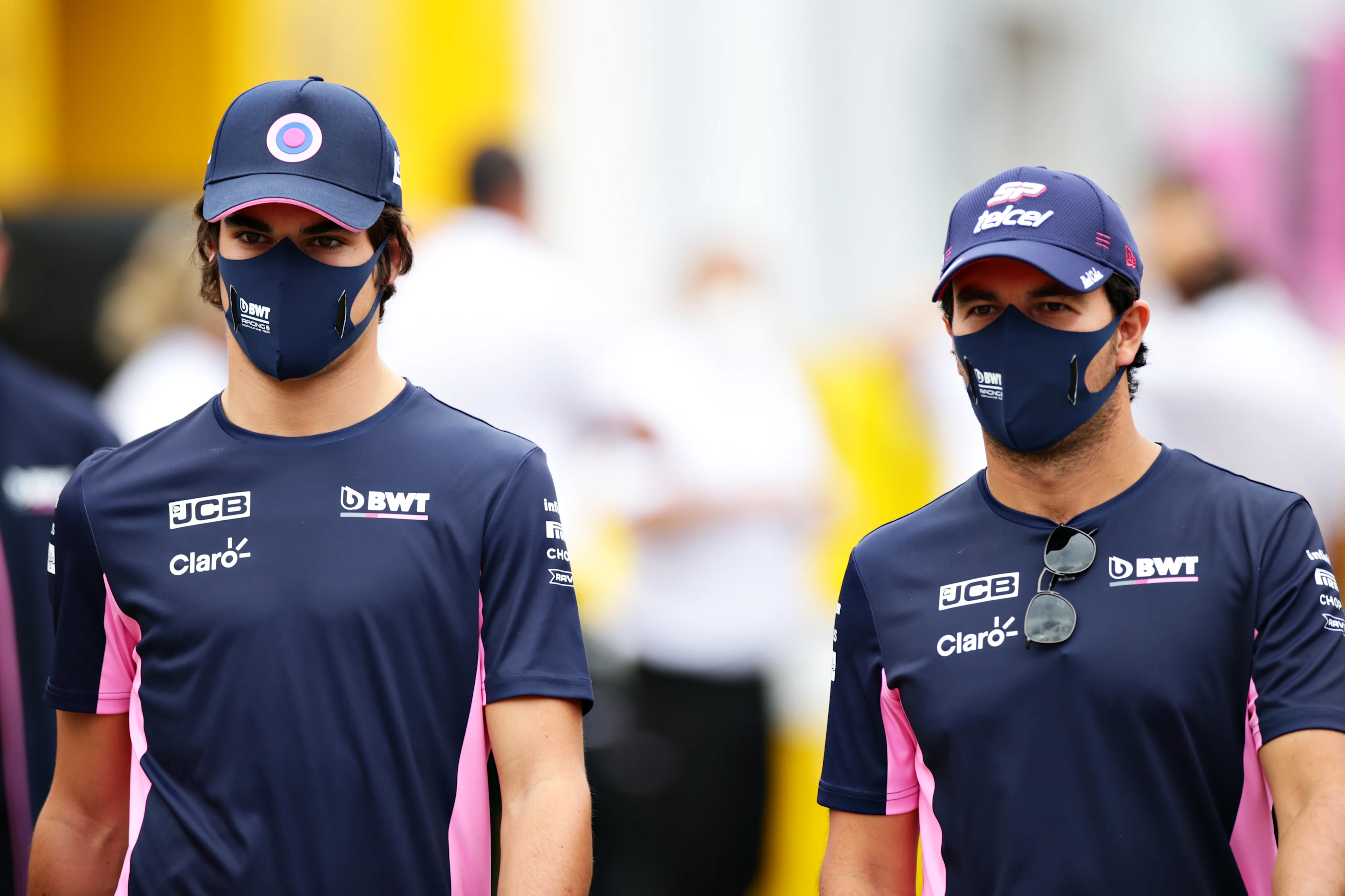 SCARPERIA, ITALY - SEPTEMBER 10: Lance Stroll of Canada and Racing Point and Sergio Perez of Mexico
