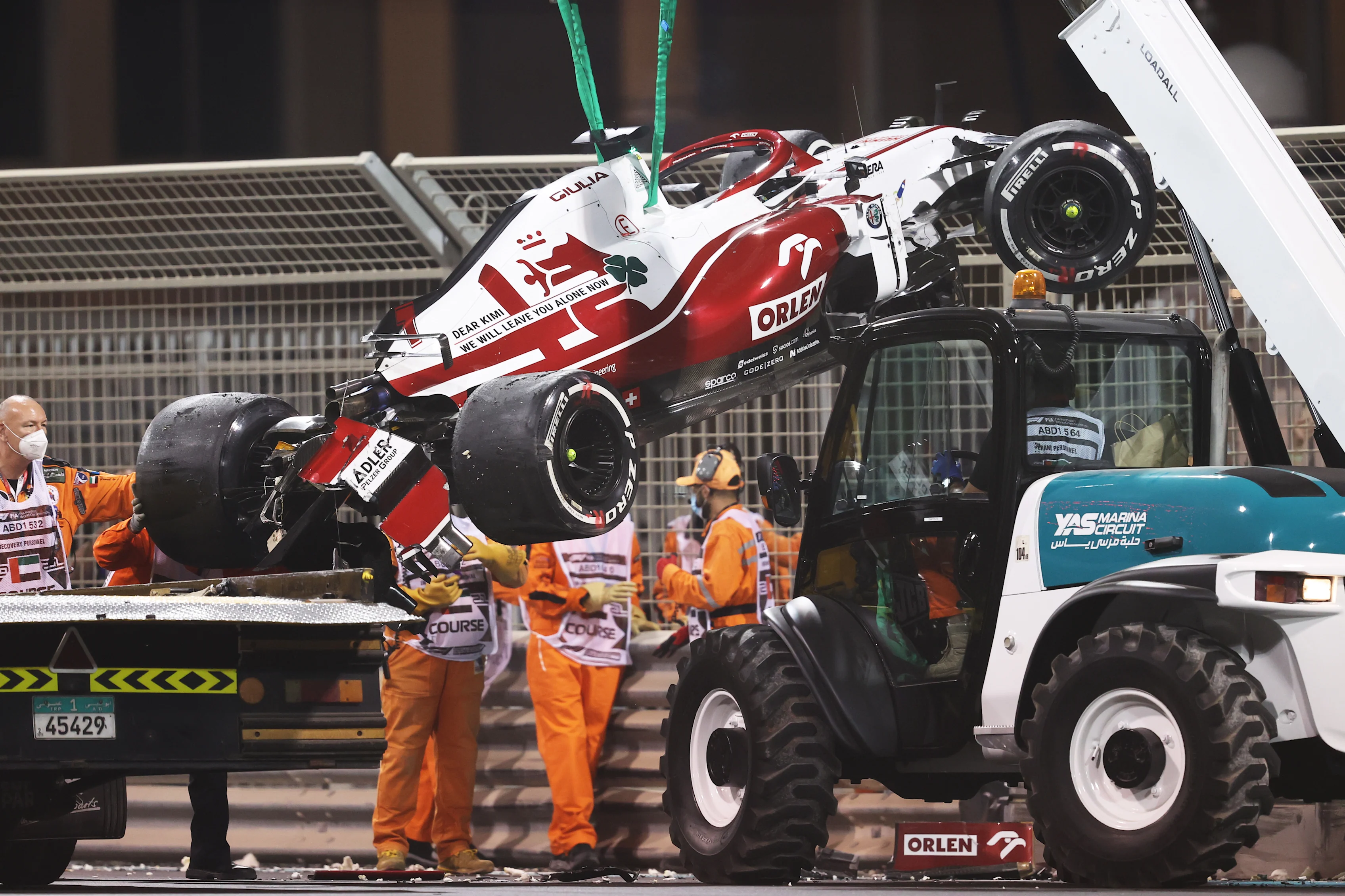 ABU DHABI, UNITED ARAB EMIRATES - DECEMBER 10: The car of Kimi Raikkonen of Finland and Alfa Romeo