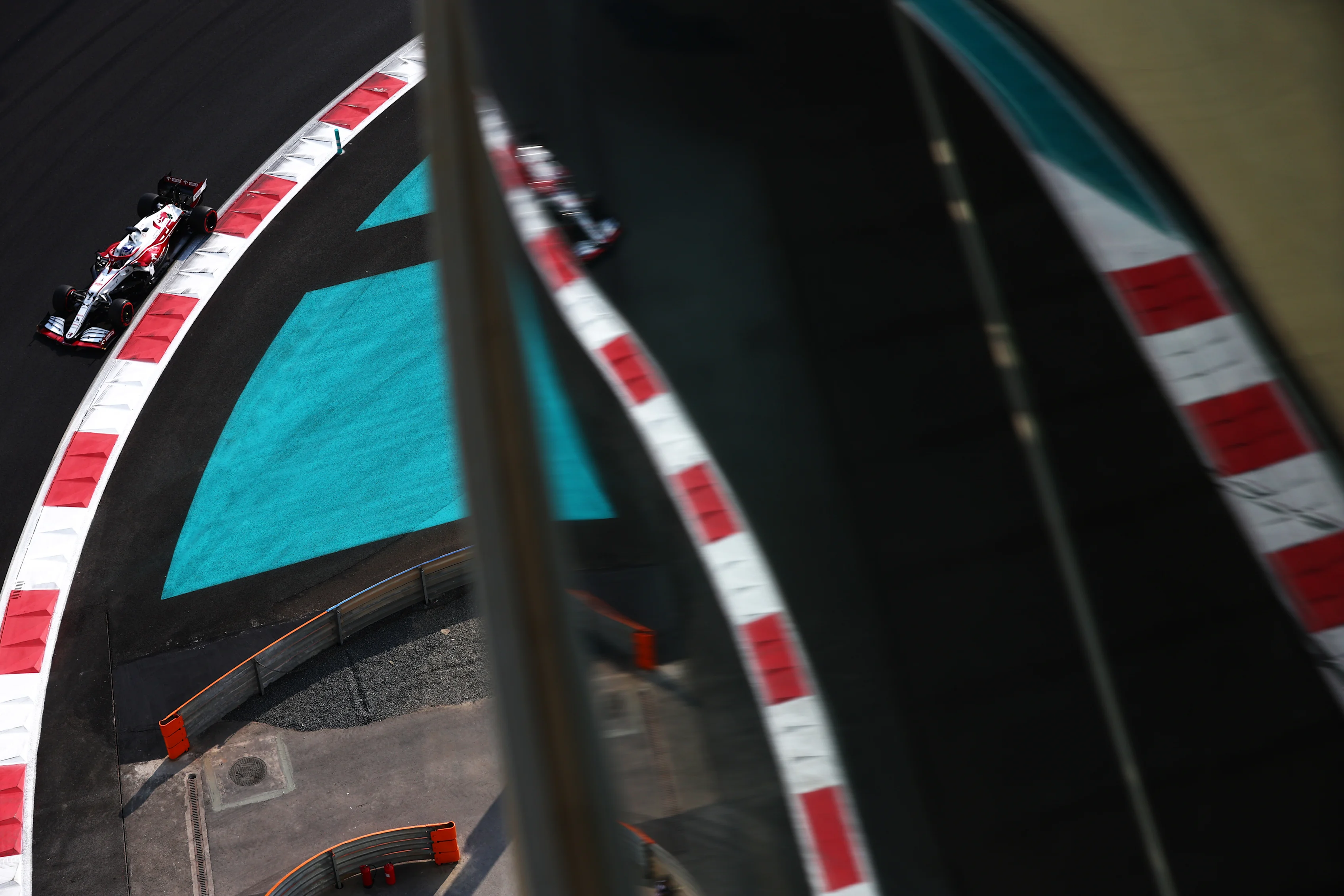 ABU DHABI, UNITED ARAB EMIRATES - DECEMBER 11: Kimi Raikkonen of Finland driving the (7) Alfa Romeo Racing C41 Ferrari during final practice ahead of the F1 Grand Prix of Abu Dhabi at Yas Marina Circuit on December 11, 2021 in Abu Dhabi, United Arab Emirates. (Photo by Mark Thompson/Getty Images)