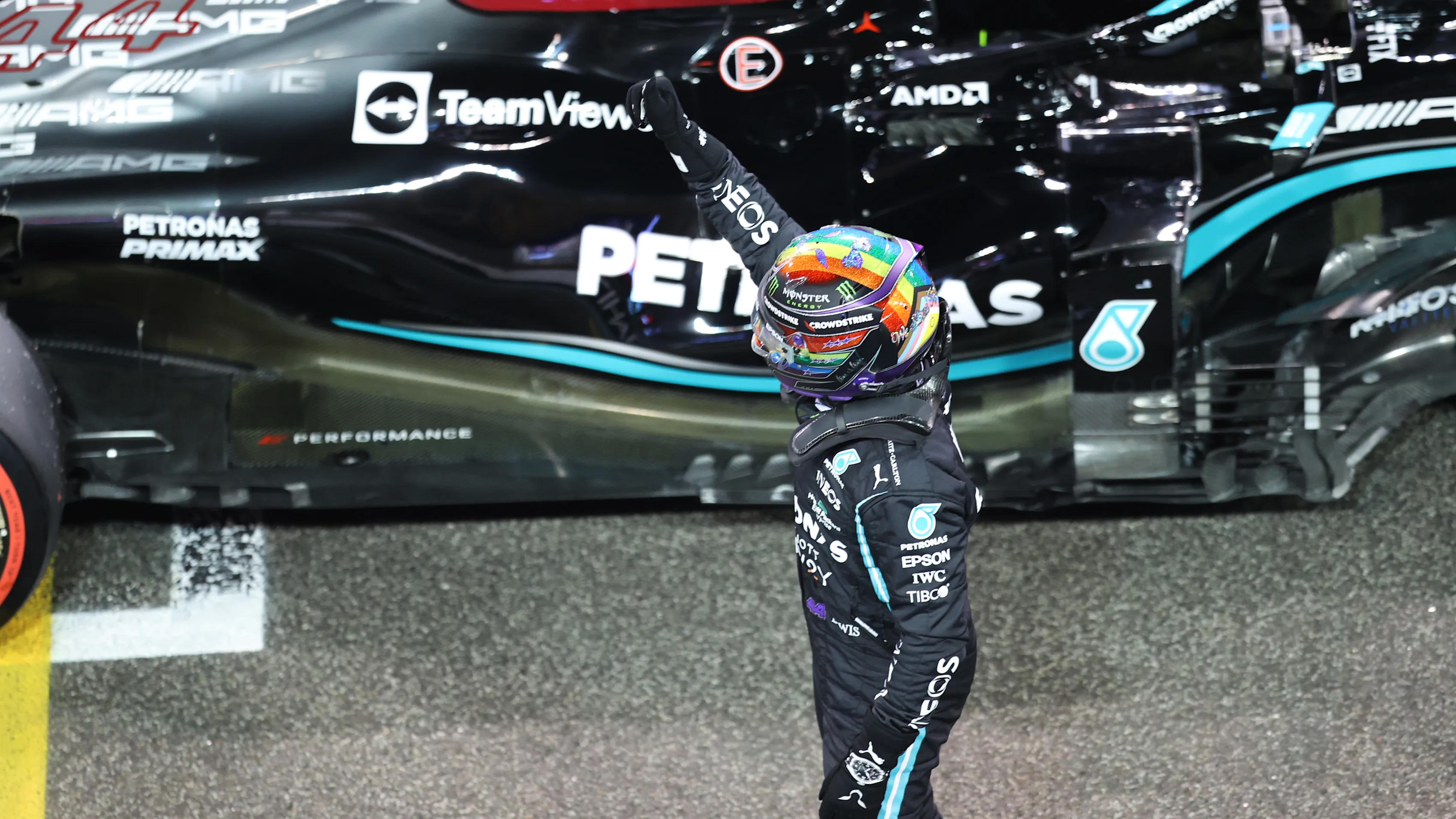 ABU DHABI, UNITED ARAB EMIRATES - DECEMBER 11: Second place qualifier Lewis Hamilton of Great