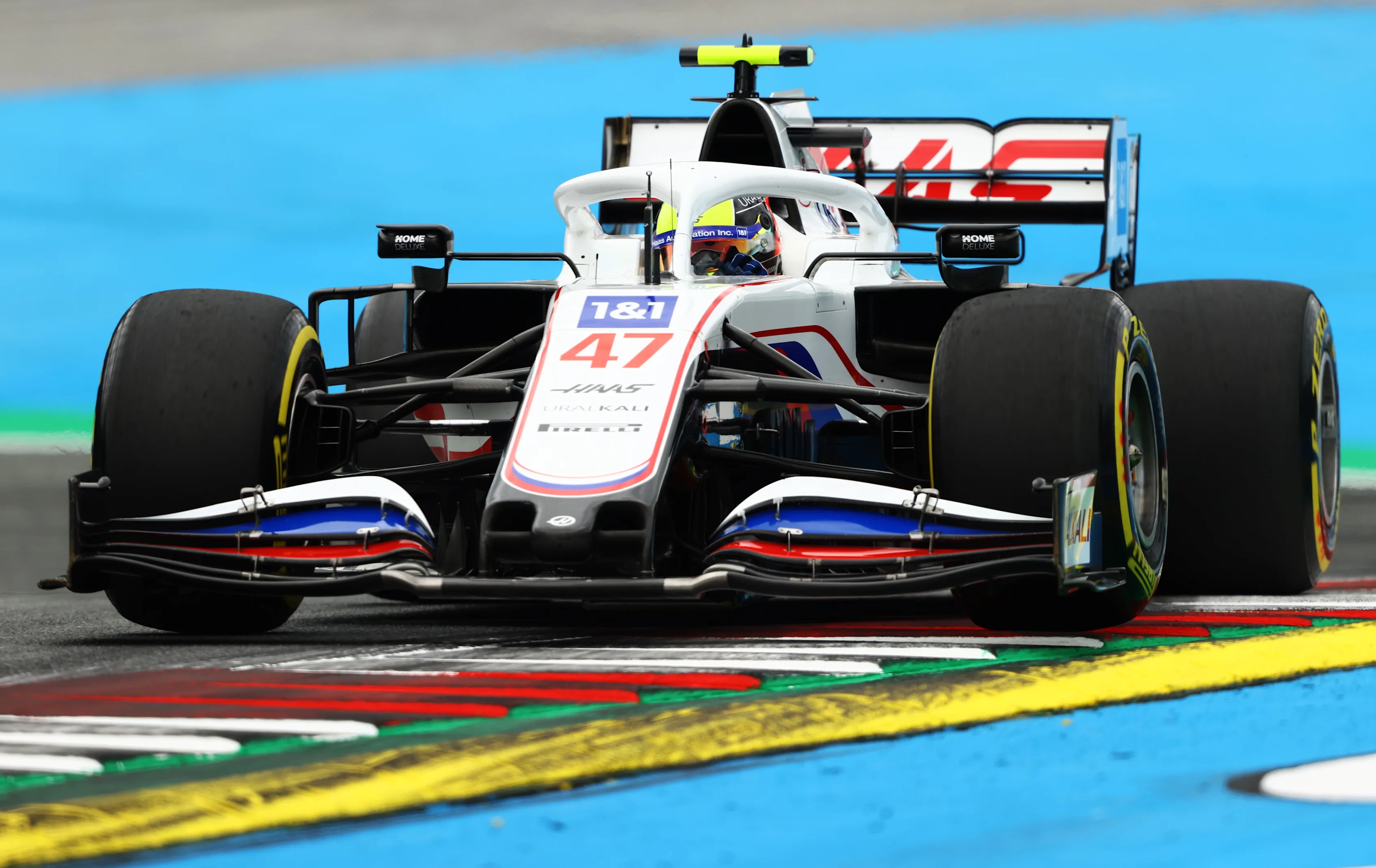 SPIELBERG, AUSTRIA - JULY 02: Mick Schumacher of Germany driving the (47) Haas F1 Team VF-21 Ferrari during practice ahead of the F1 Grand Prix of Austria at Red Bull Ring on July 02, 2021 in Spielberg, Austria. (Photo by Bryn Lennon/Getty Images)