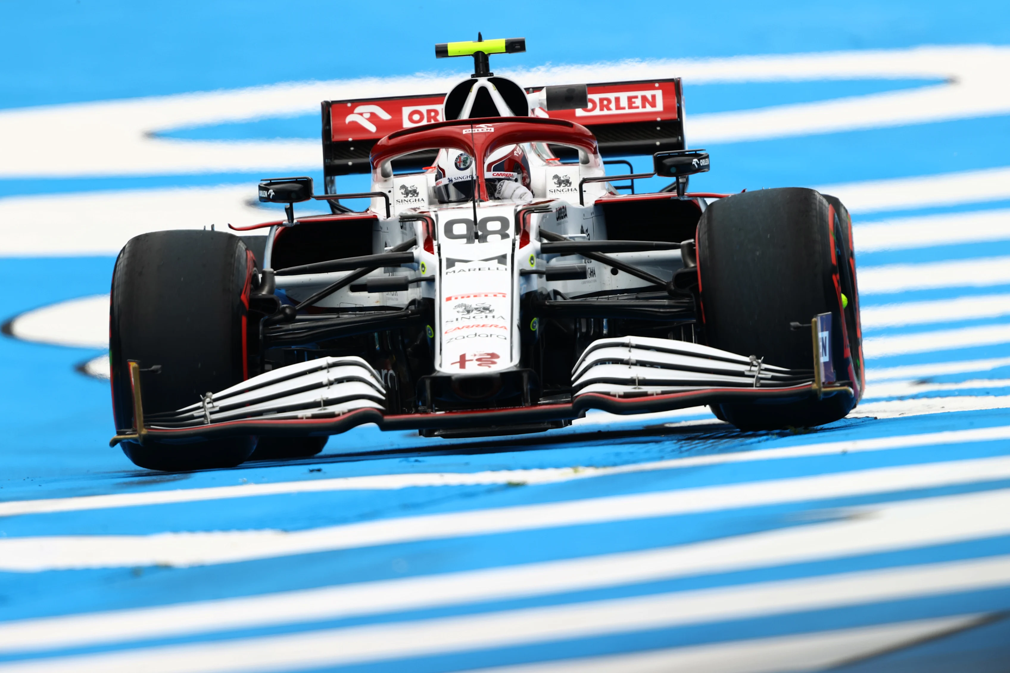 SPIELBERG, AUSTRIA - JULY 02: Callum Ilott of Great Britain driving the (98) Alfa Romeo Racing C41 Ferrari during practice ahead of the F1 Grand Prix of Austria at Red Bull Ring on July 02, 2021 in Spielberg, Austria. (Photo by Bryn Lennon/Getty Images)