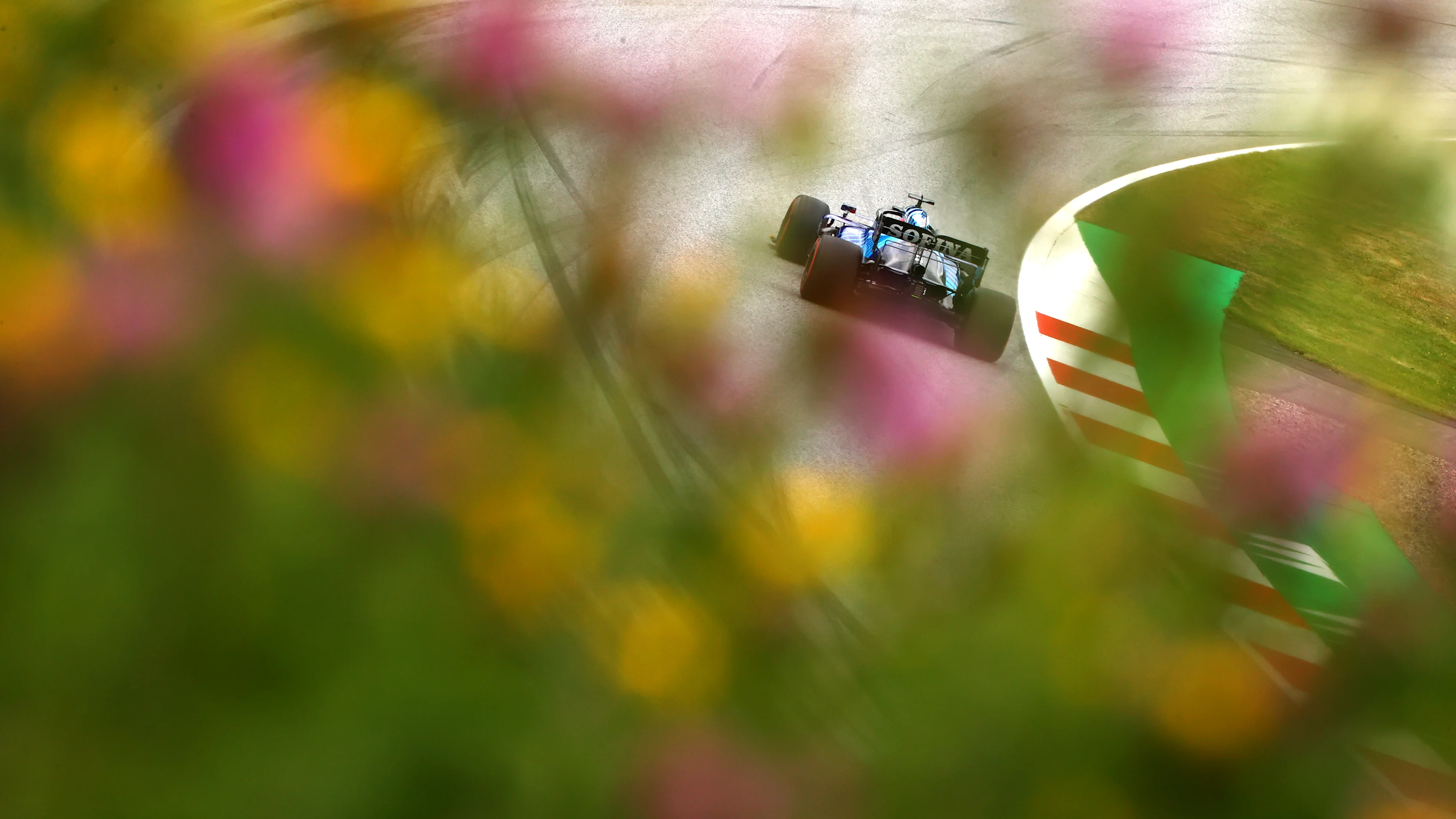 SPIELBERG, AUSTRIA - JULY 02: George Russell of Great Britain driving the (63) Williams Racing FW43B Mercedes during practice ahead of the F1 Grand Prix of Austria at Red Bull Ring on July 02, 2021 in Spielberg, Austria. (Photo by Dan Istitene - Formula 1/Formula 1 via Getty Images)