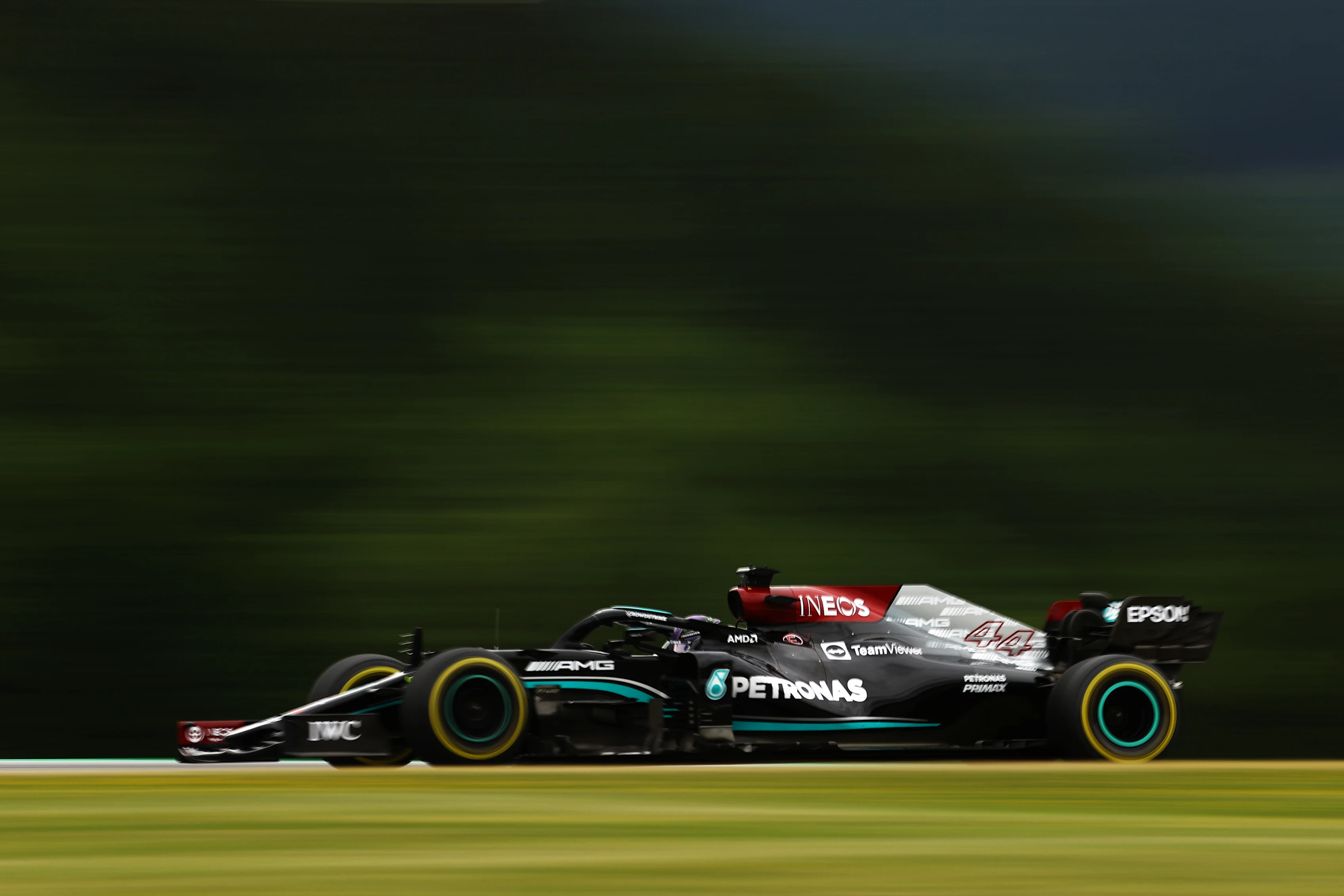 SPIELBERG, AUSTRIA - JULY 02: Lewis Hamilton of Great Britain driving the (44) Mercedes AMG