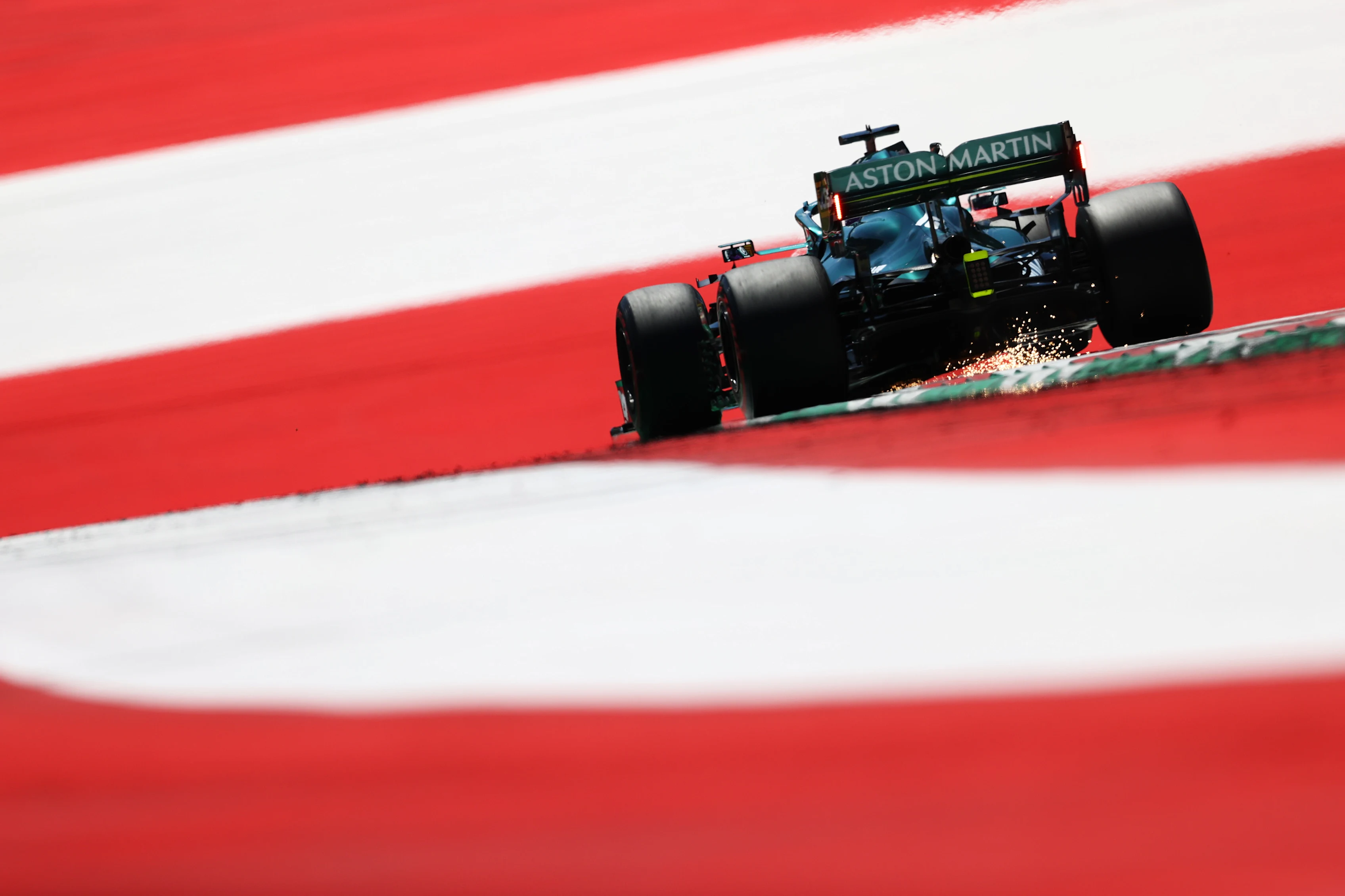 SPIELBERG, AUSTRIA - JULY 03: Lance Stroll of Canada driving the (18) Aston Martin AMR21 Mercedes during final practice ahead of the F1 Grand Prix of Austria at Red Bull Ring on July 03, 2021 in Spielberg, Austria. (Photo by Clive Rose/Getty Images)