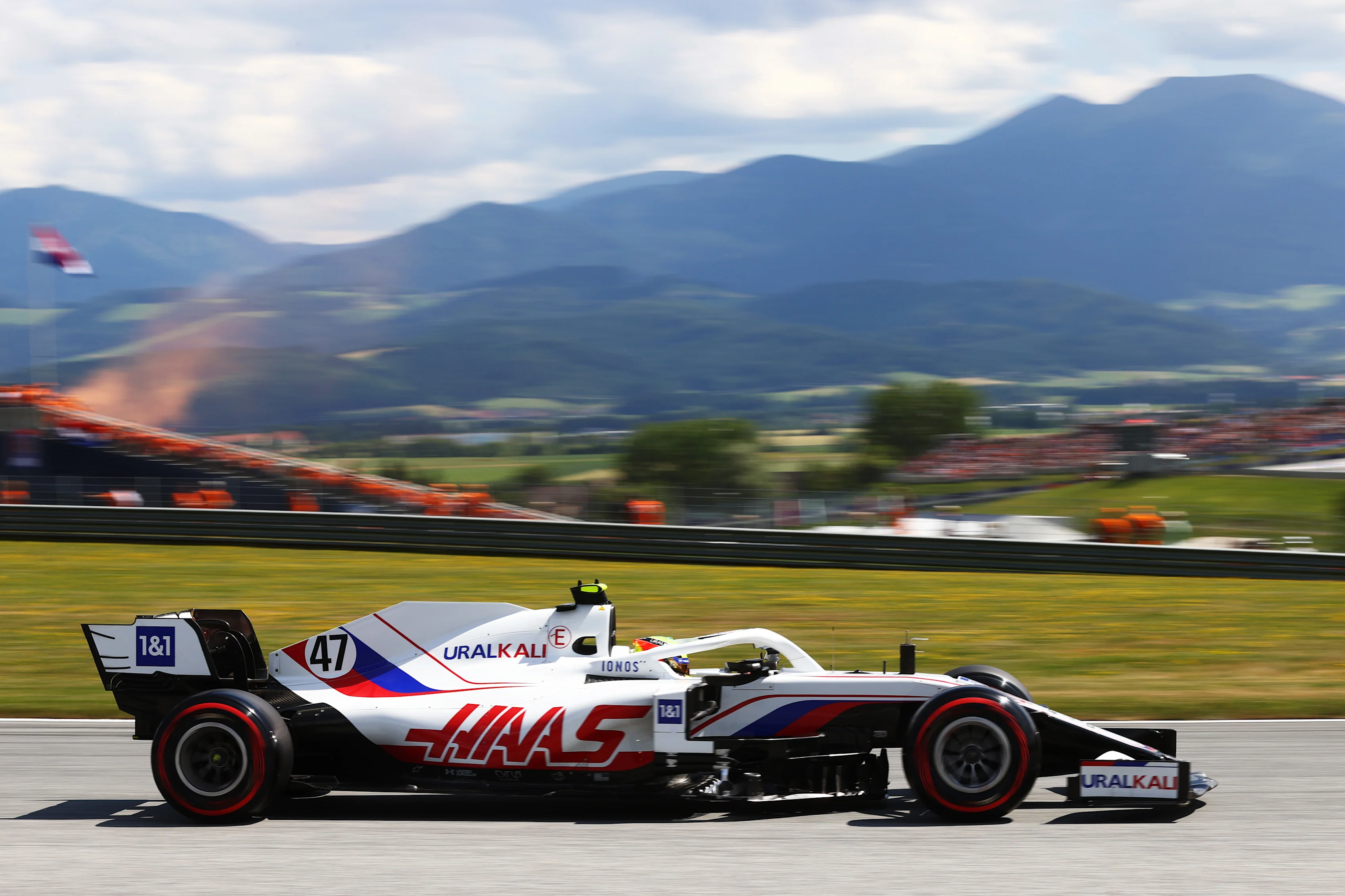 SPIELBERG, AUSTRIA - JULY 03: Mick Schumacher of Germany driving the (47) Haas F1 Team VF-21
