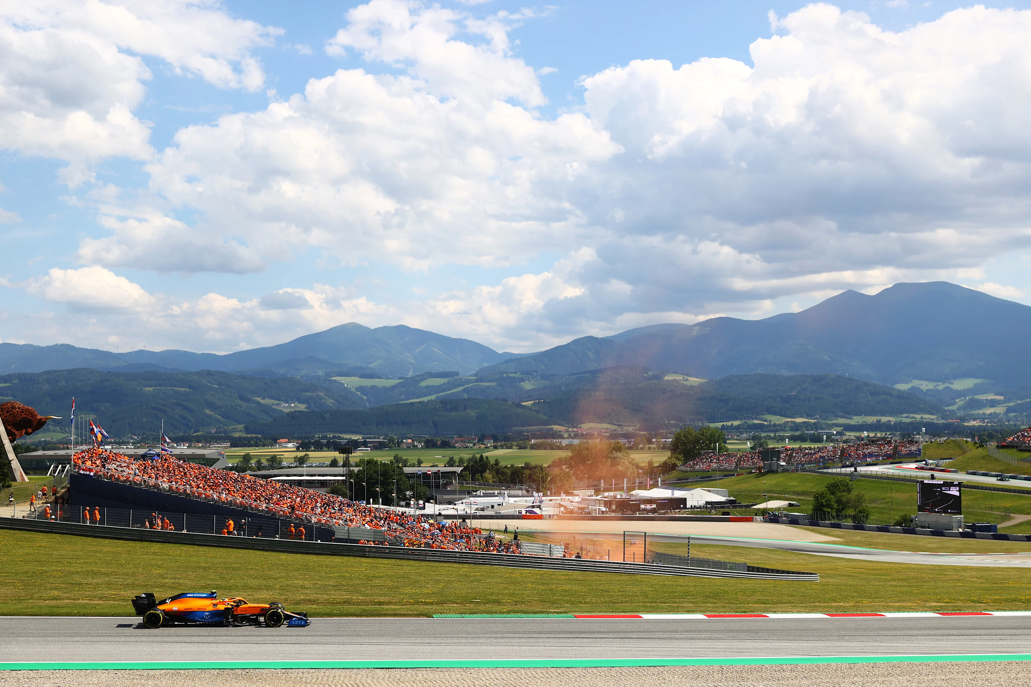 SPIELBERG, AUSTRIA - JULY 03: Lando Norris of Great Britain driving the (4) McLaren F1 Team MCL35M