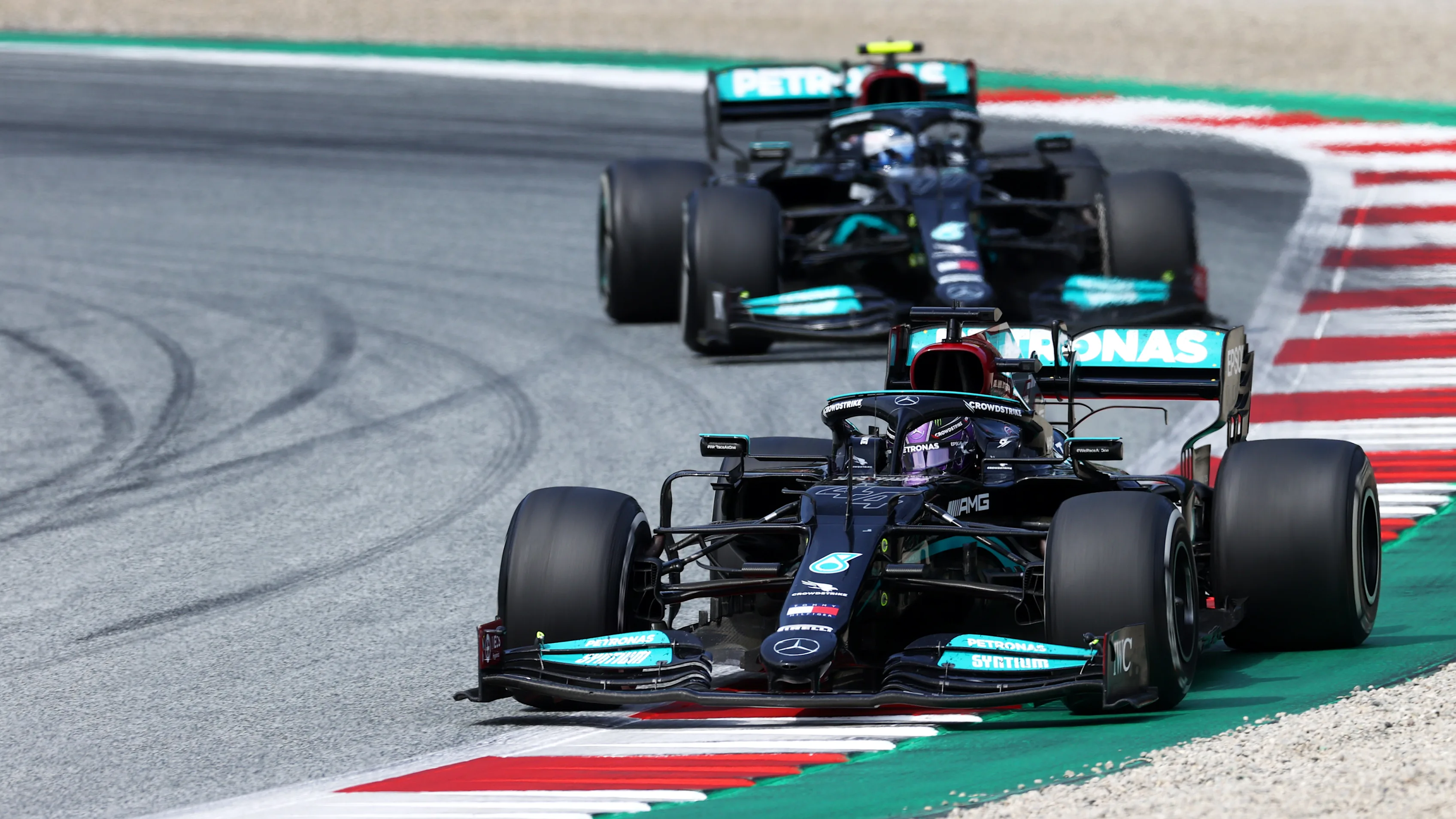 SPIELBERG, AUSTRIA - JULY 04: Lewis Hamilton of Great Britain driving the (44) Mercedes AMG