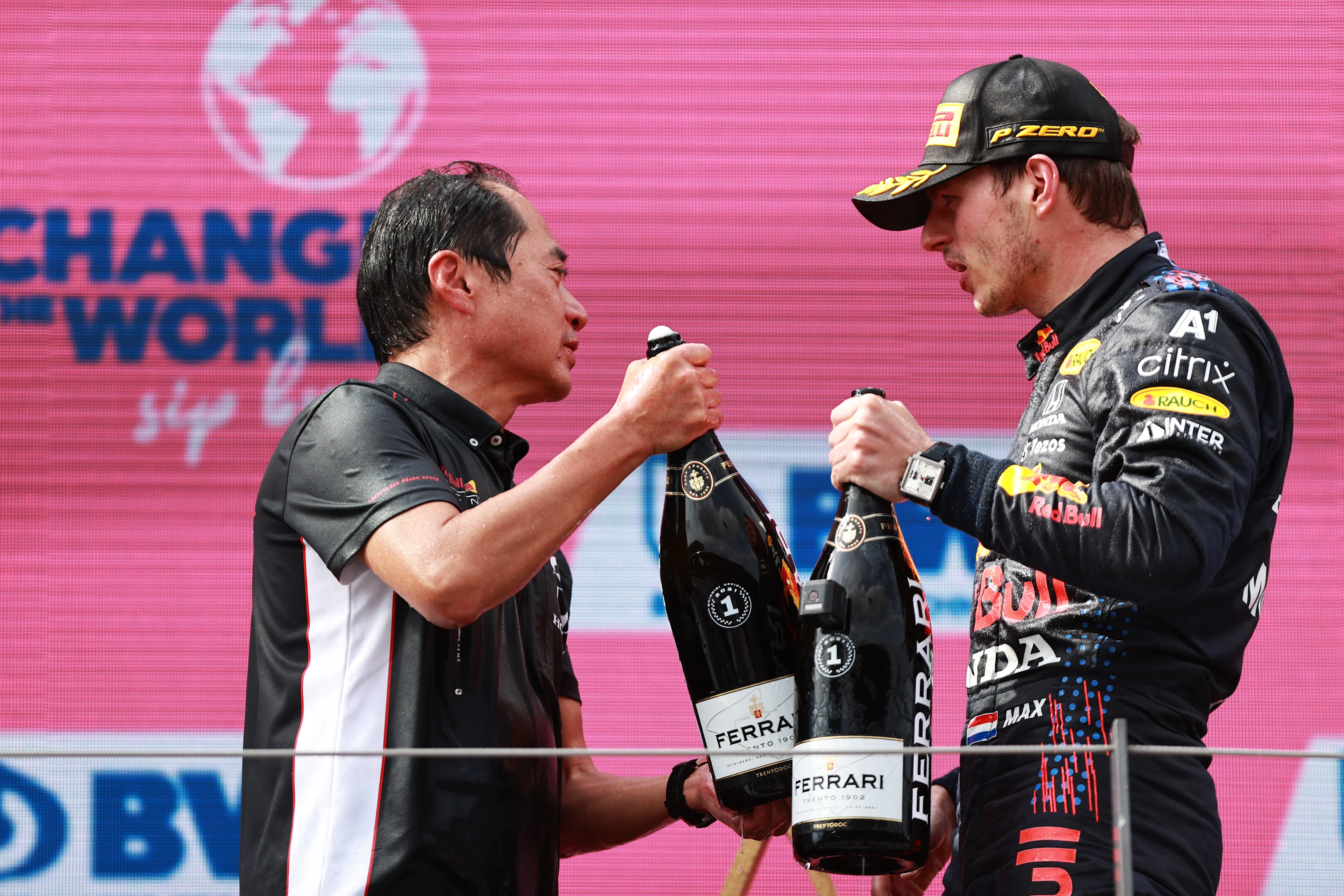 SPIELBERG, AUSTRIA - JULY 04: Race winner Max Verstappen of Netherlands and Red Bull Racing