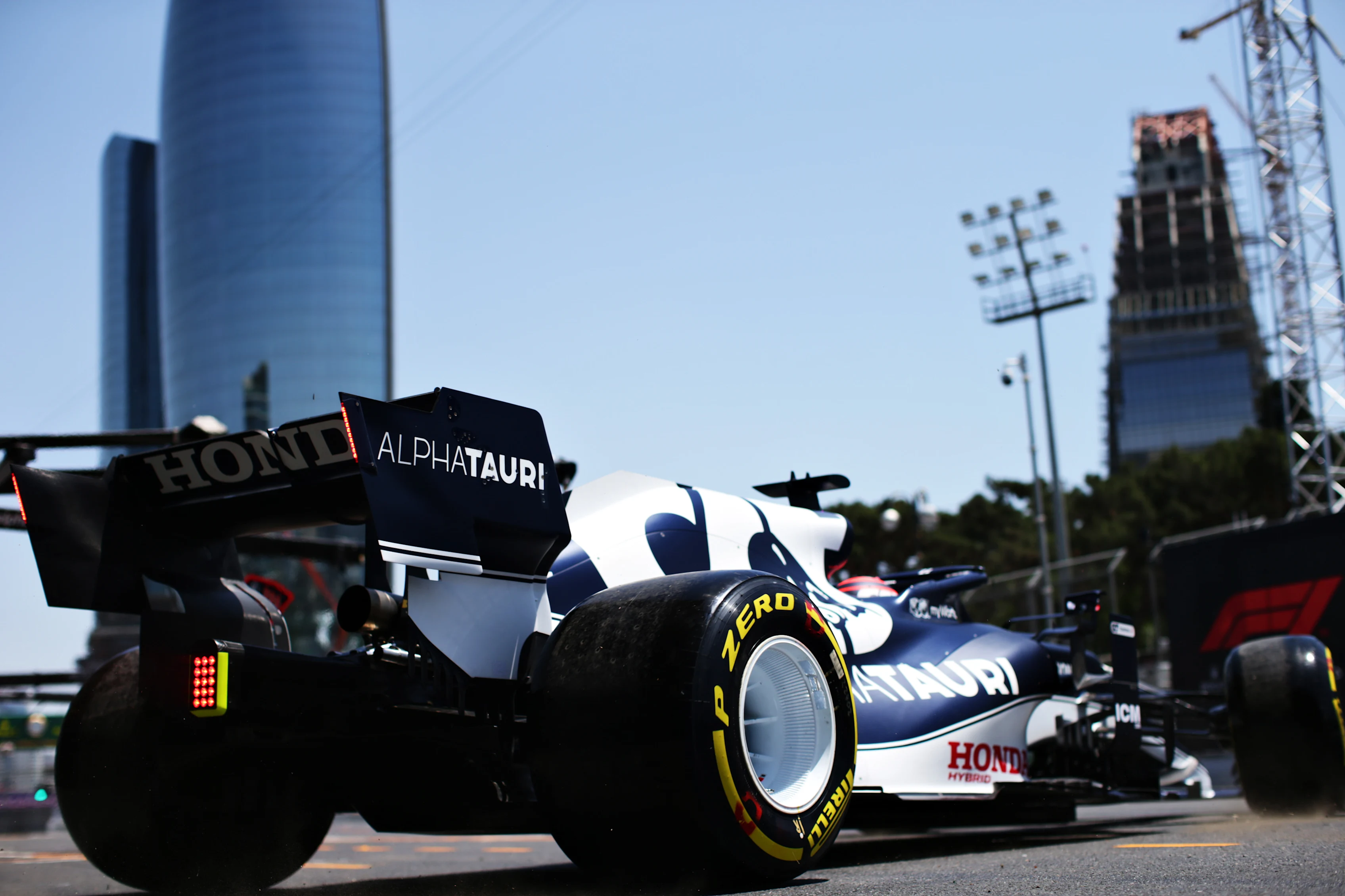 BAKU, AZERBAIJAN - JUNE 04: Yuki Tsunoda of Japan and Scuderia AlphaTauri leaves the garage during