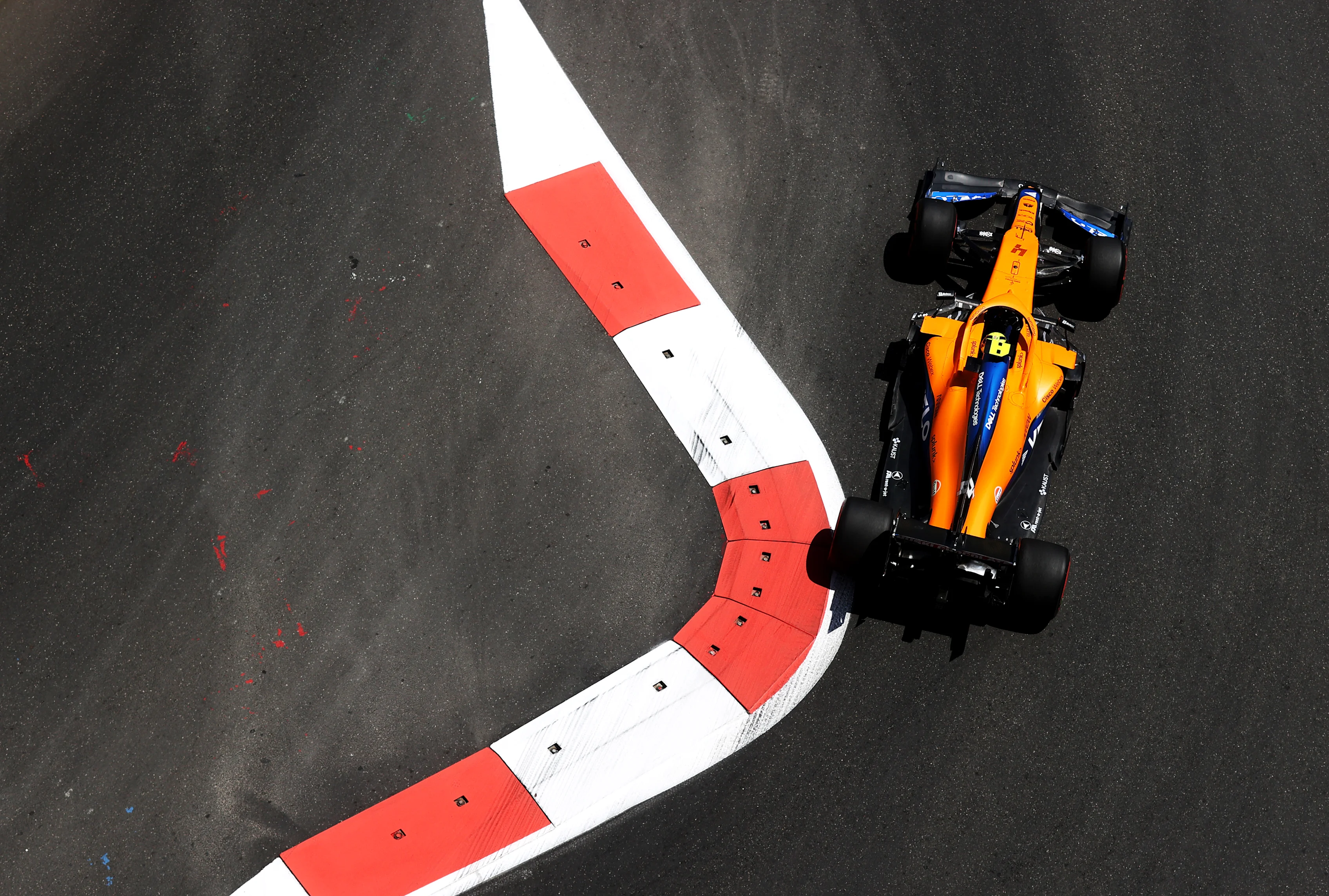 BAKU, AZERBAIJAN - JUNE 04: Lando Norris of Great Britain driving the (4) McLaren F1 Team MCL35M