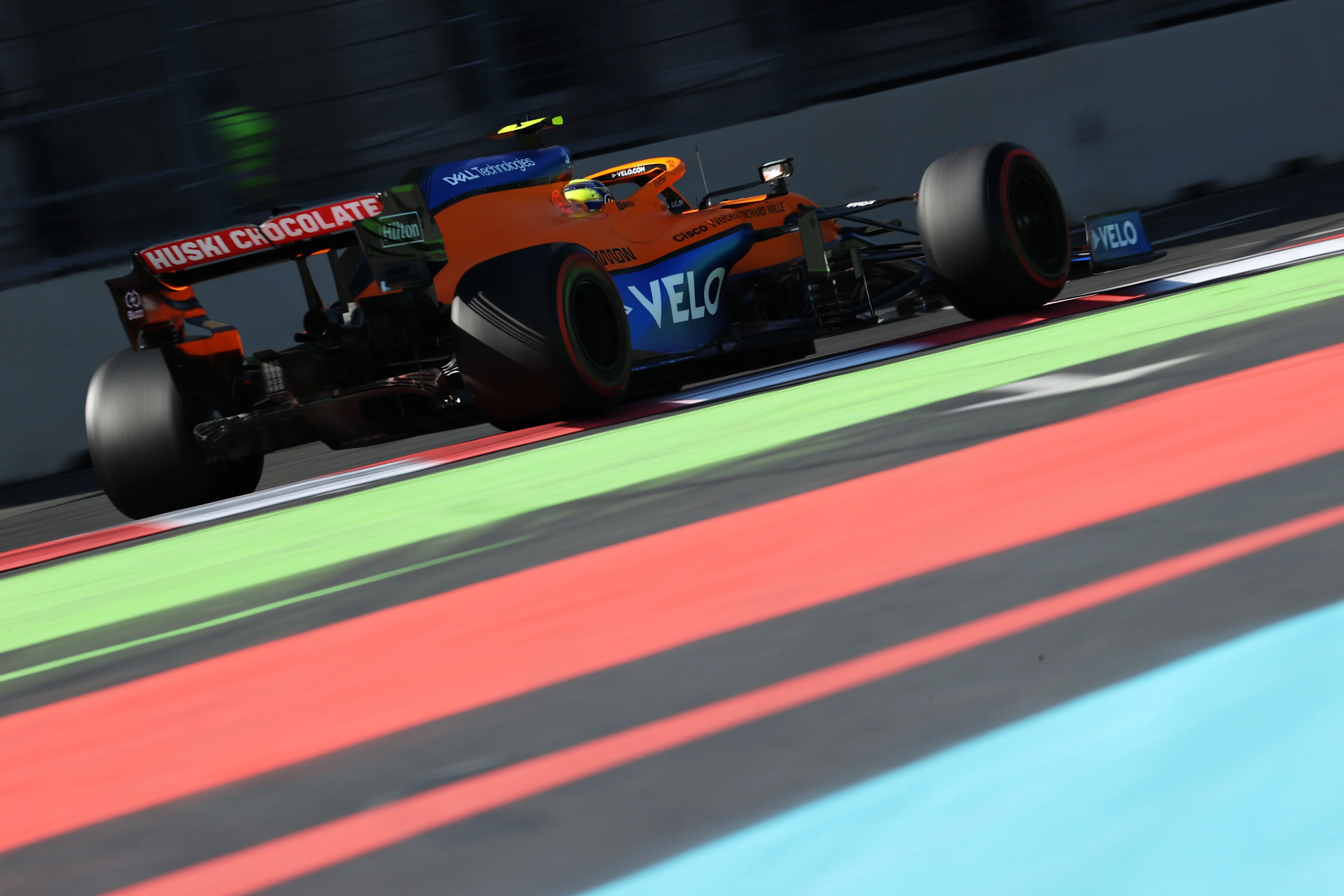 BAKU, AZERBAIJAN - JUNE 04: Lando Norris of Great Britain driving the (4) McLaren F1 Team MCL35M Mercedes during practice ahead of the F1 Grand Prix of Azerbaijan at Baku City Circuit on June 04, 2021 in Baku, Azerbaijan. (Photo by Clive Rose/Getty Images)