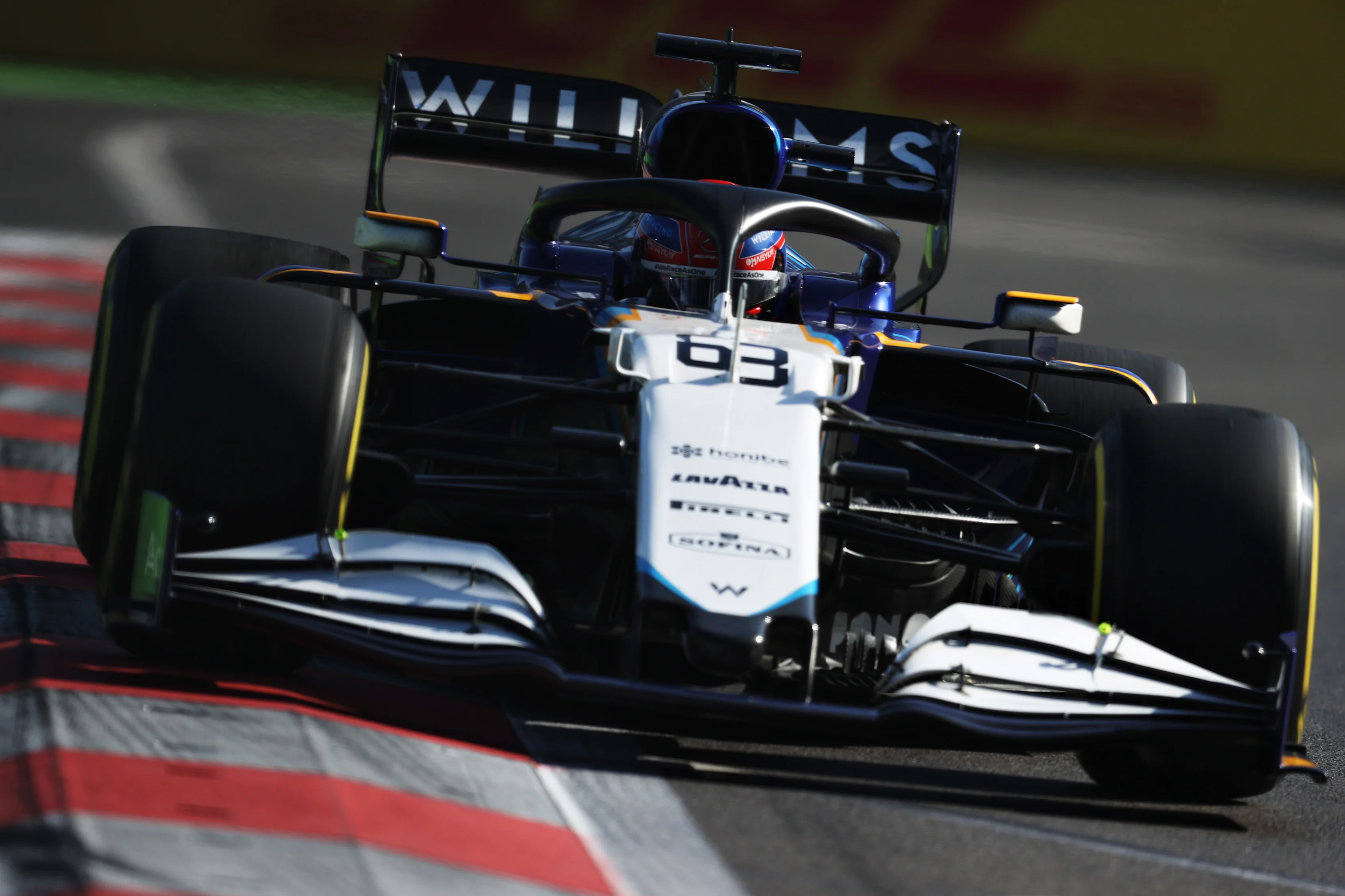 BAKU, AZERBAIJAN - JUNE 04: George Russell of Great Britain driving the (63) Williams Racing FW43B