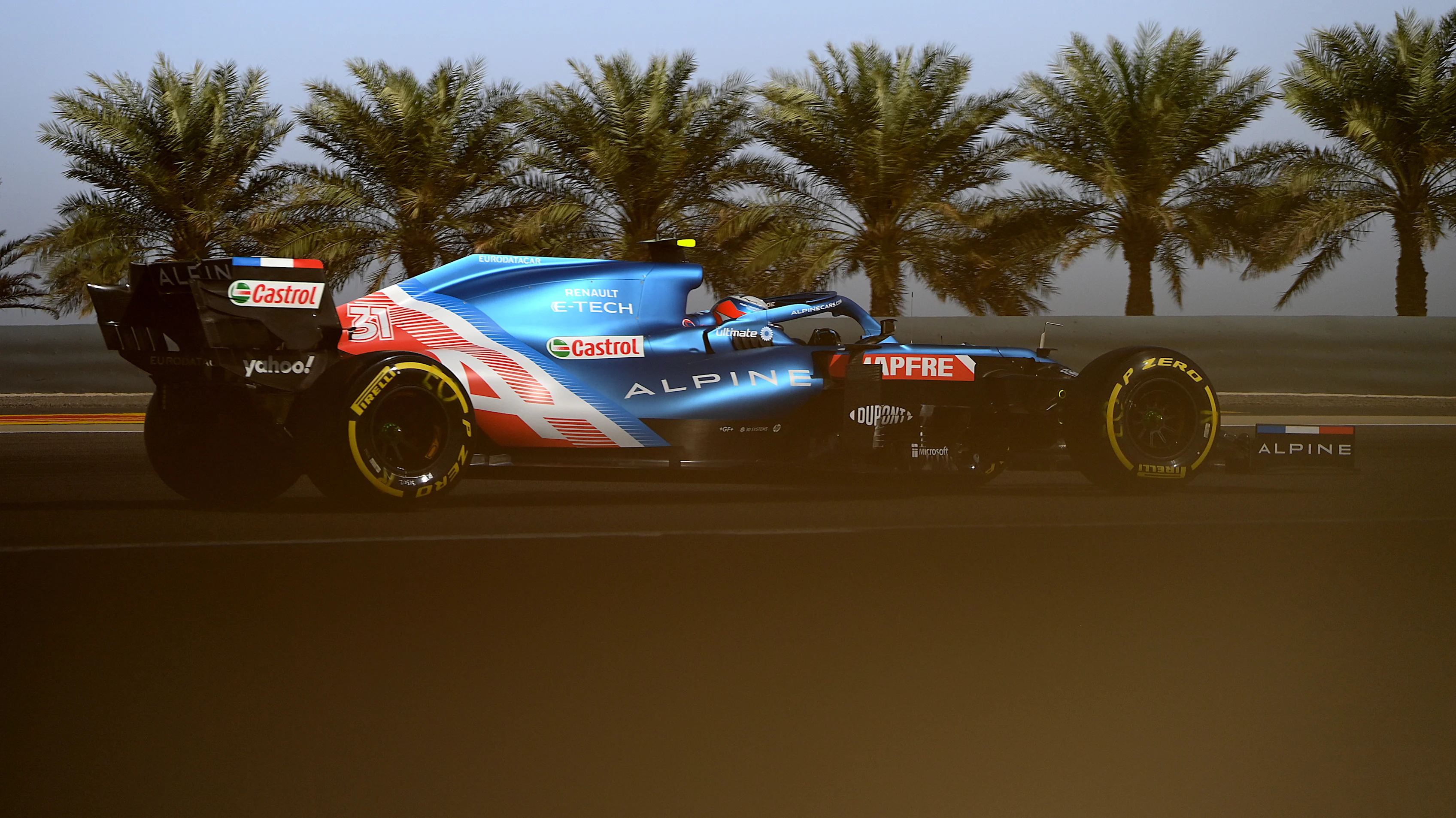 BAHRAIN, BAHRAIN - MARCH 27: Esteban Ocon of France driving the (31) Alpine A521 Renault during final practice ahead of the F1 Grand Prix of Bahrain at Bahrain International Circuit on March 27, 2021 in Bahrain, Bahrain. (Photo by Clive Mason - Formula 1/Formula 1 via Getty Images)