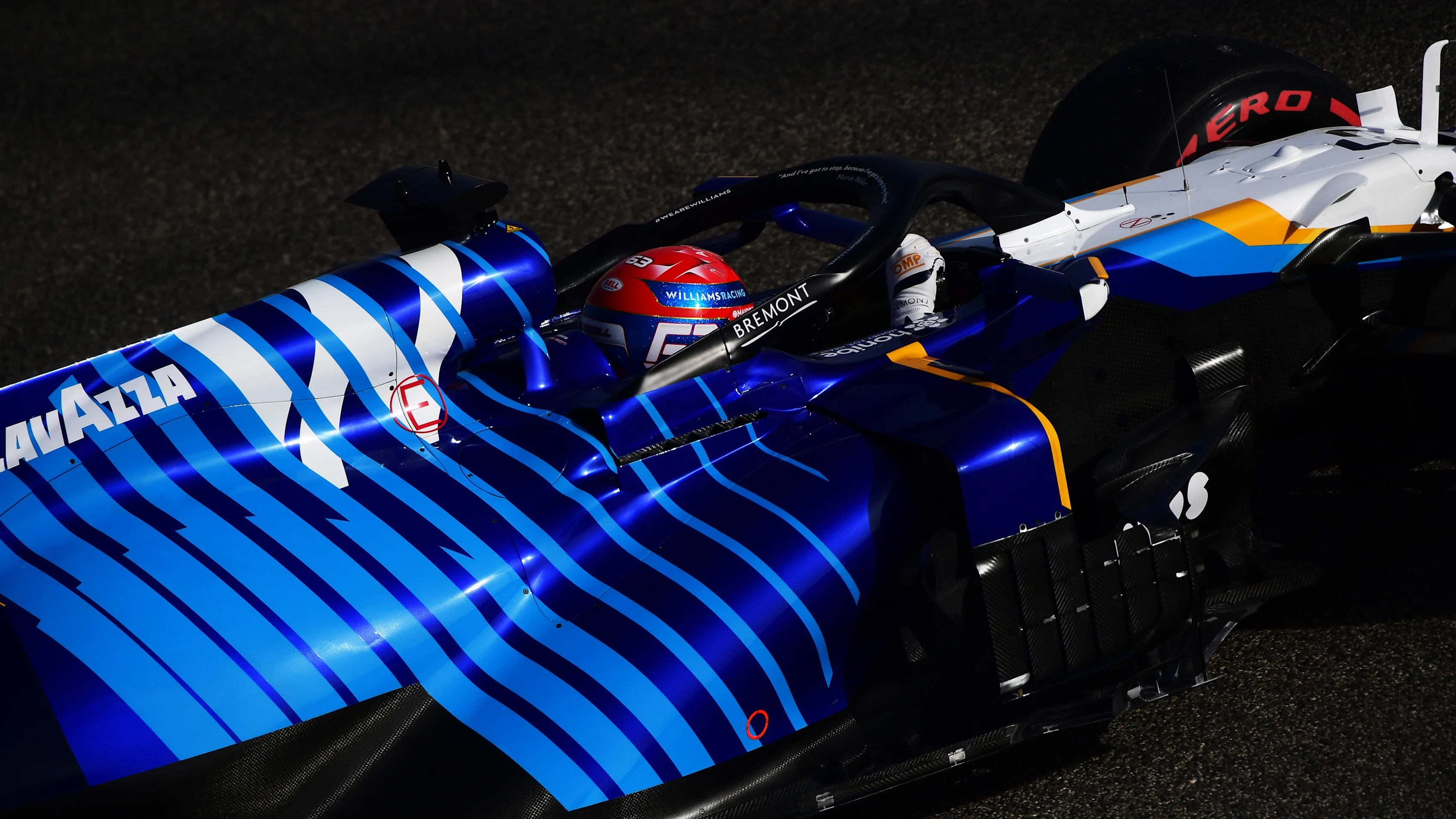 BAHRAIN, BAHRAIN - MARCH 27: George Russell of Great Britain driving the (63) Williams Racing FW43B