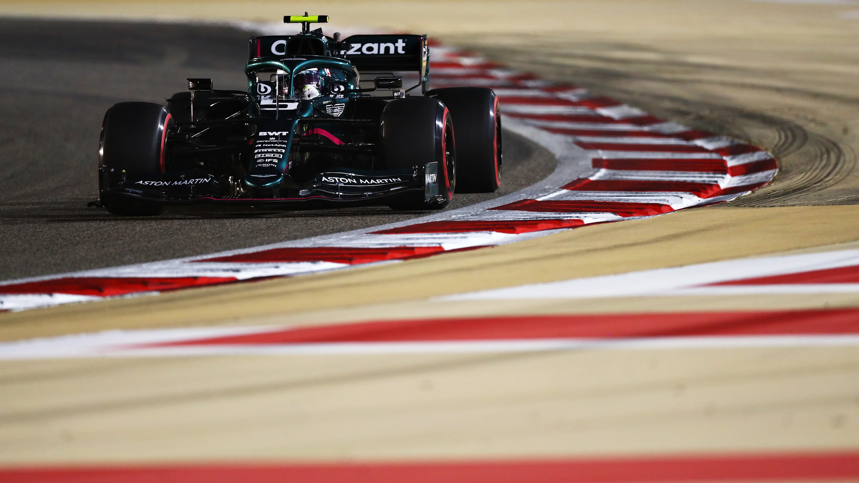 BAHRAIN, BAHRAIN - MARCH 27: Sebastian Vettel of Germany driving the (5) Aston Martin AMR21