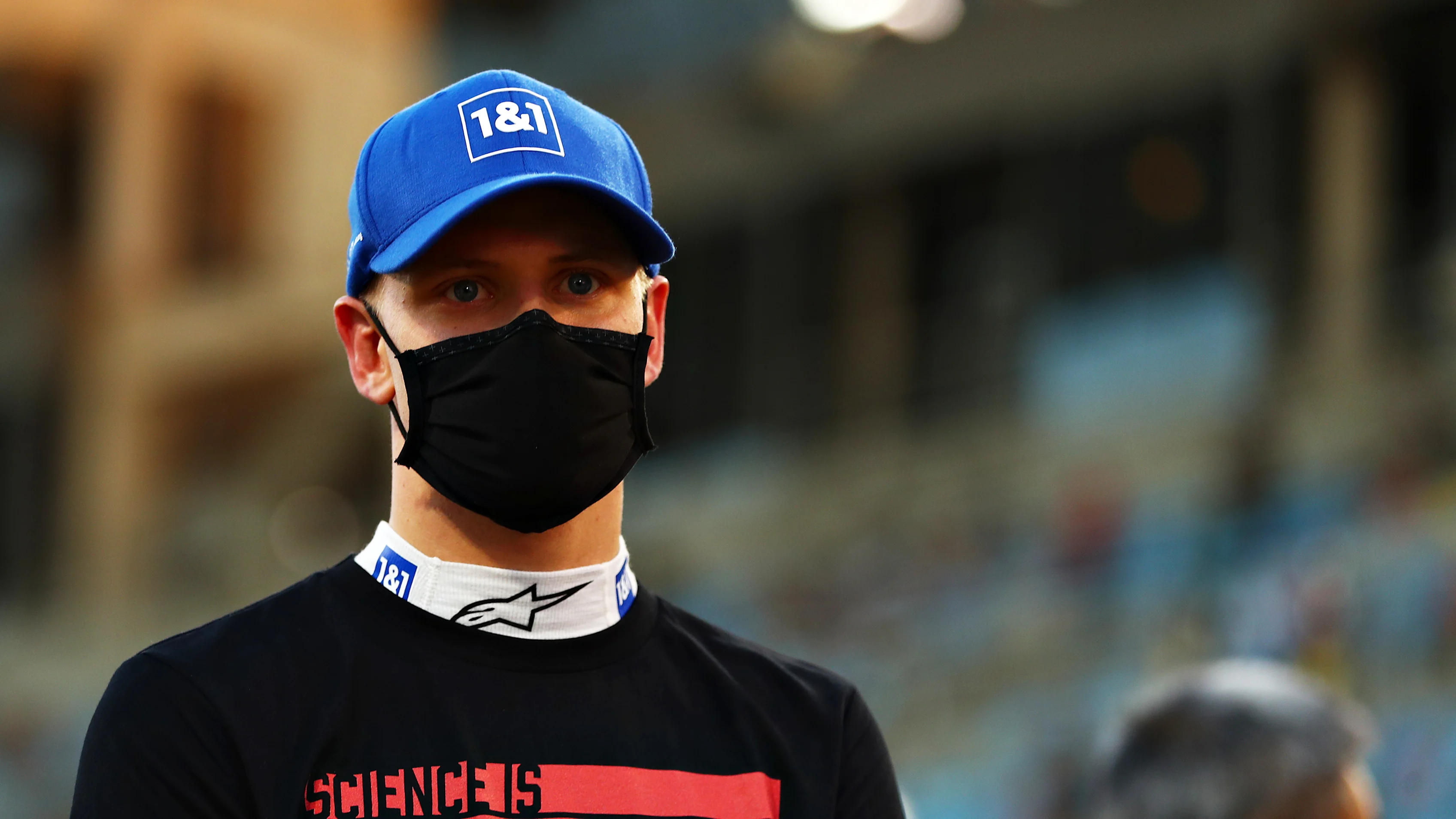 BAHRAIN, BAHRAIN - MARCH 28: Mick Schumacher of Germany and Haas F1 looks on from the grid during