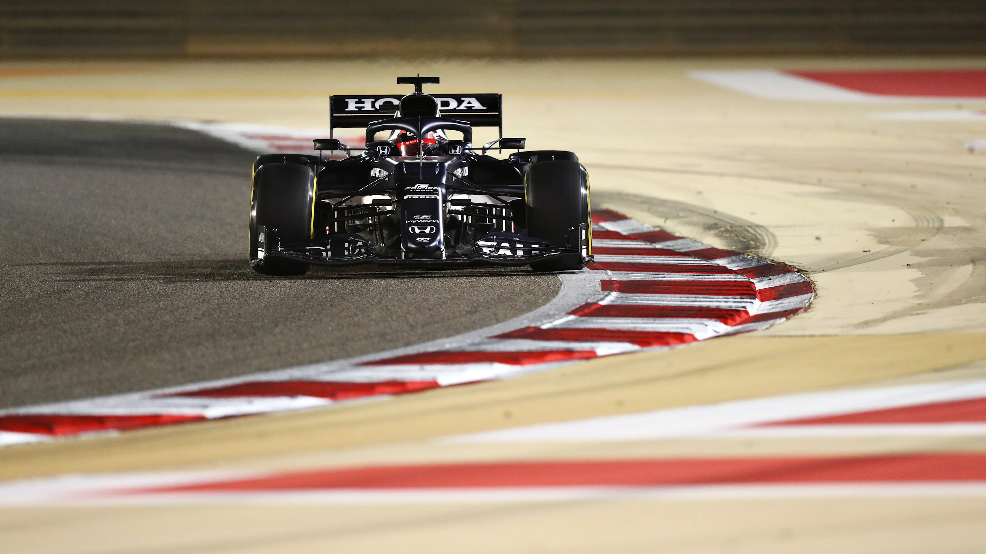 BAHRAIN, BAHRAIN - MARCH 28: Yuki Tsunoda of Japan driving the (22) Scuderia AlphaTauri AT02 Honda during the F1 Grand Prix of Bahrain at Bahrain International Circuit on March 28, 2021 in Bahrain, Bahrain. (Photo by Dan Istitene - Formula 1/Formula 1 via Getty Images)