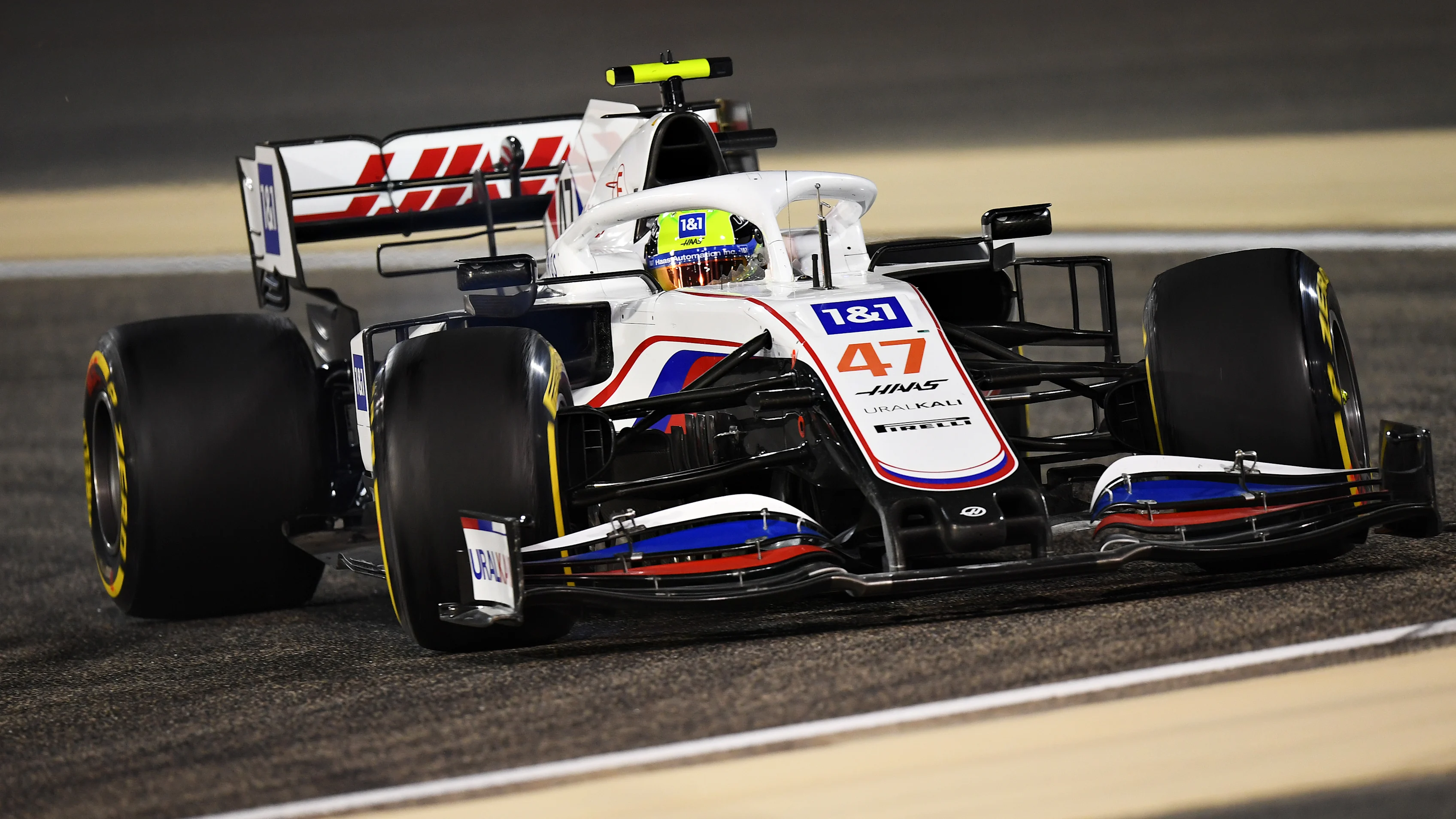BAHRAIN, BAHRAIN - MARCH 28: Mick Schumacher of Germany driving the (47) Haas F1 Team VF-21 Ferrari