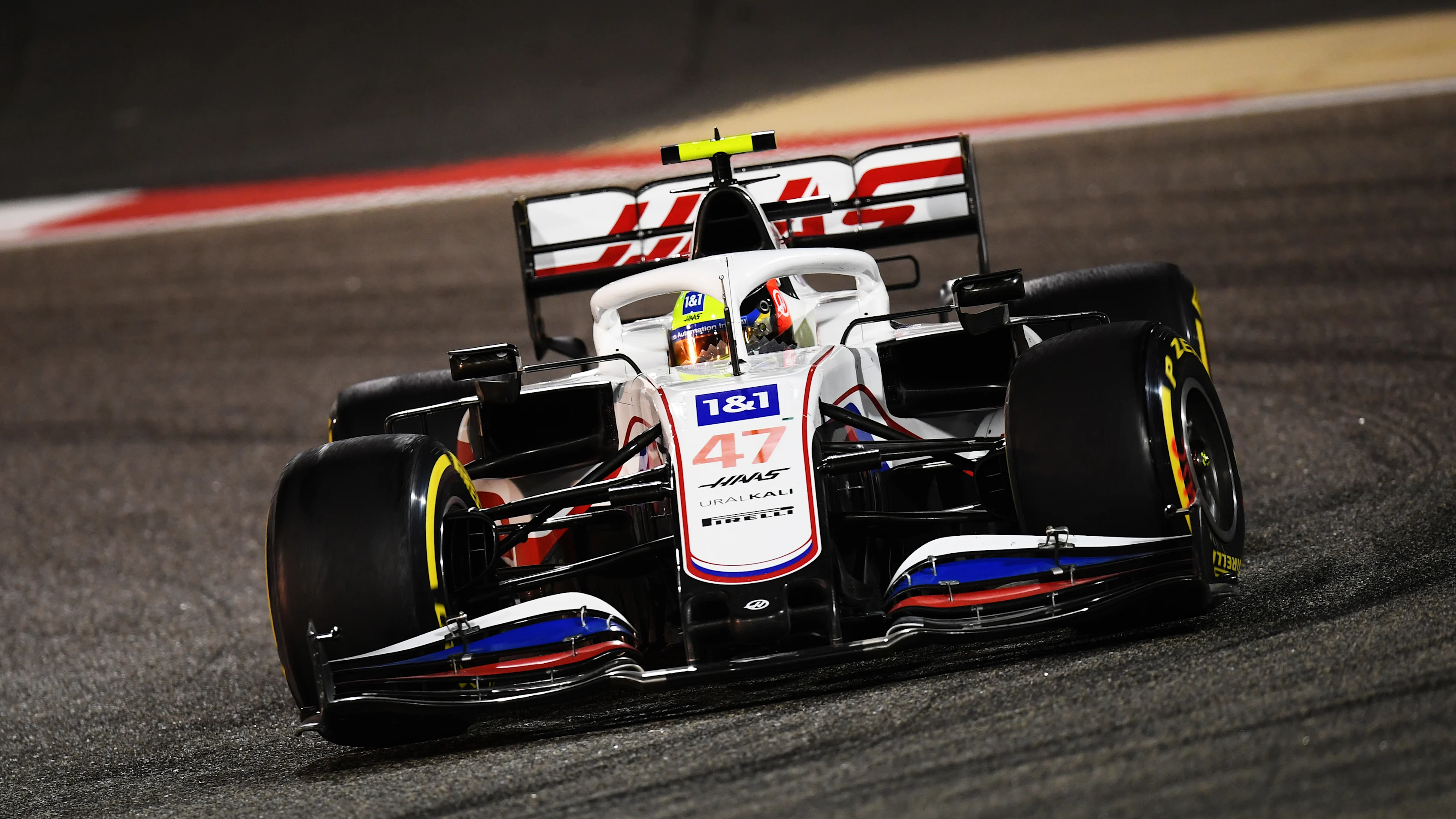 BAHRAIN, BAHRAIN - MARCH 28: Mick Schumacher of Germany driving the (47) Haas F1 Team VF-21 Ferrari