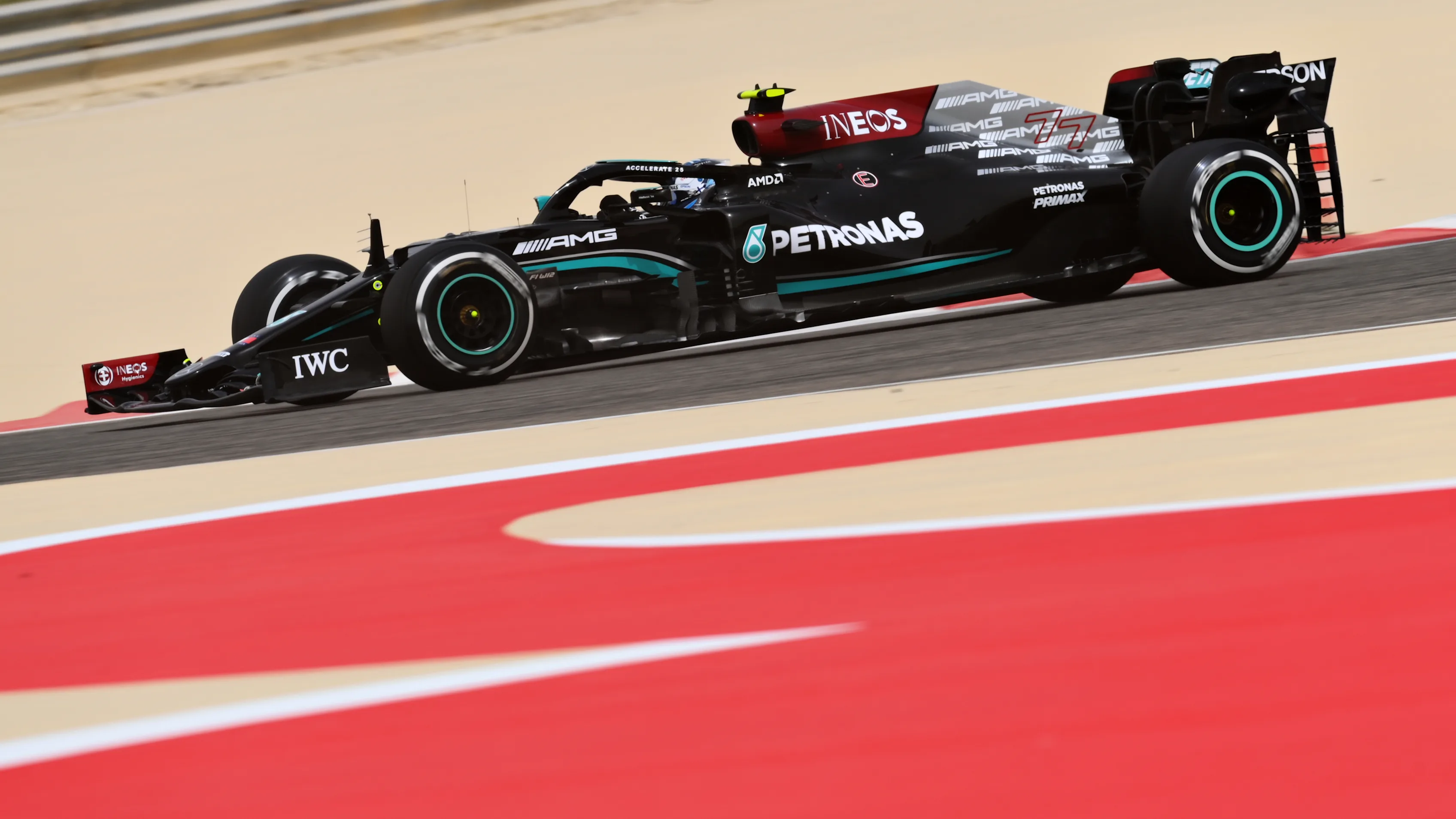 BAHRAIN, BAHRAIN - MARCH 12: Valtteri Bottas of Finland driving the (77) Mercedes AMG Petronas F1
