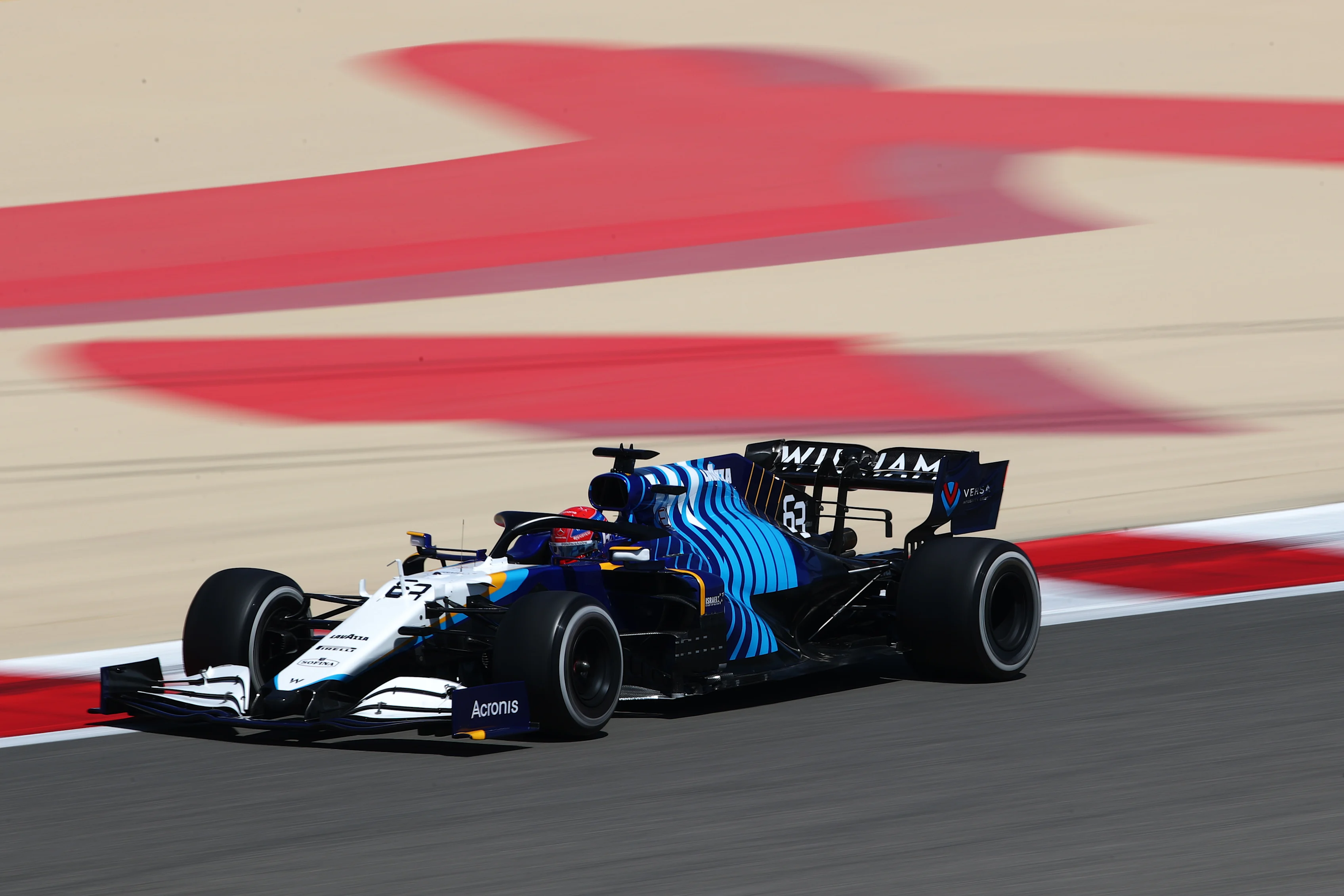 BAHRAIN, BAHRAIN - MARCH 14: George Russell of Great Britain driving the (63) Williams Racing FW43B