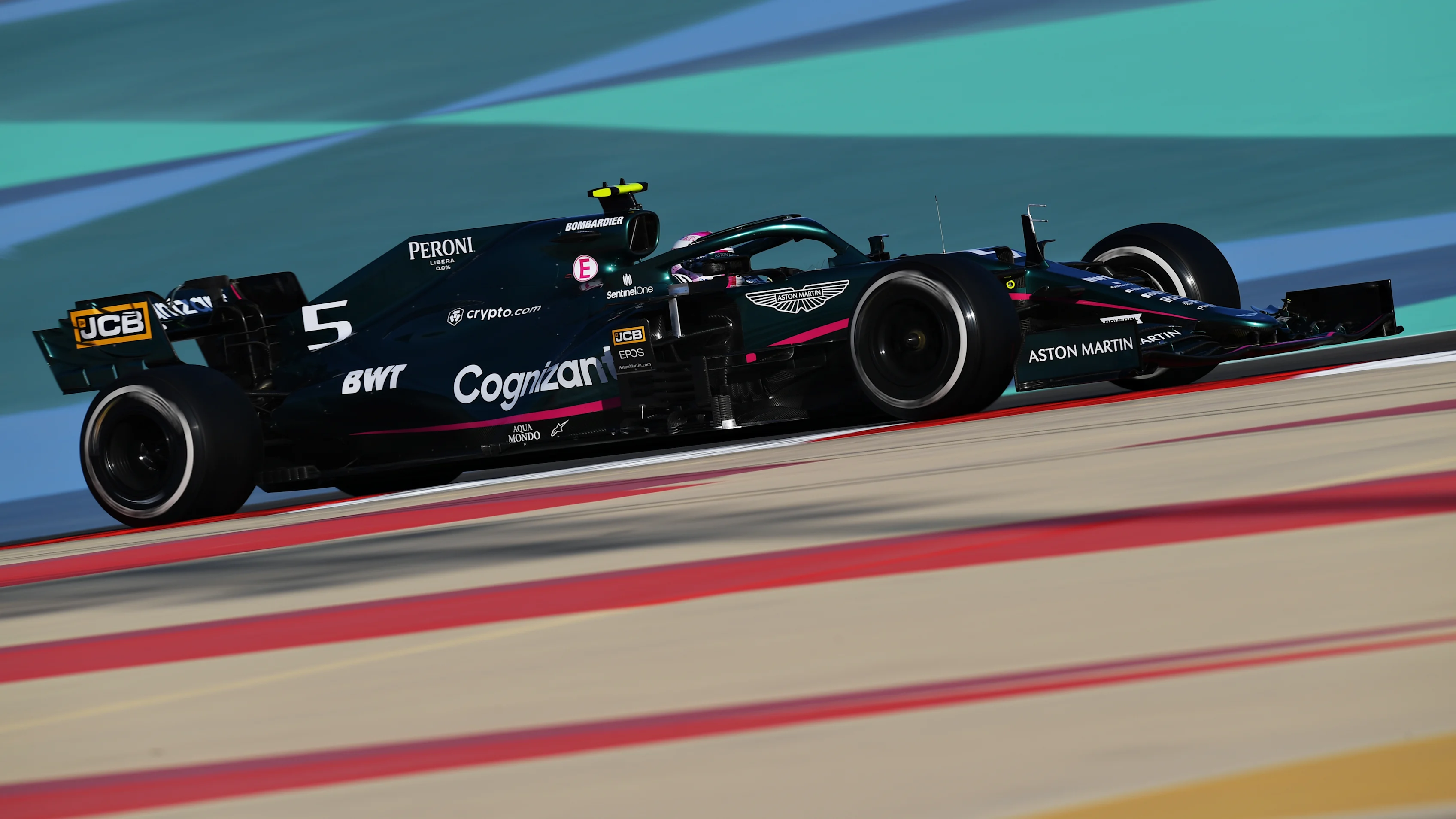 BAHRAIN, BAHRAIN - MARCH 14: Sebastian Vettel of Germany driving the (5) Aston Martin AMR21
