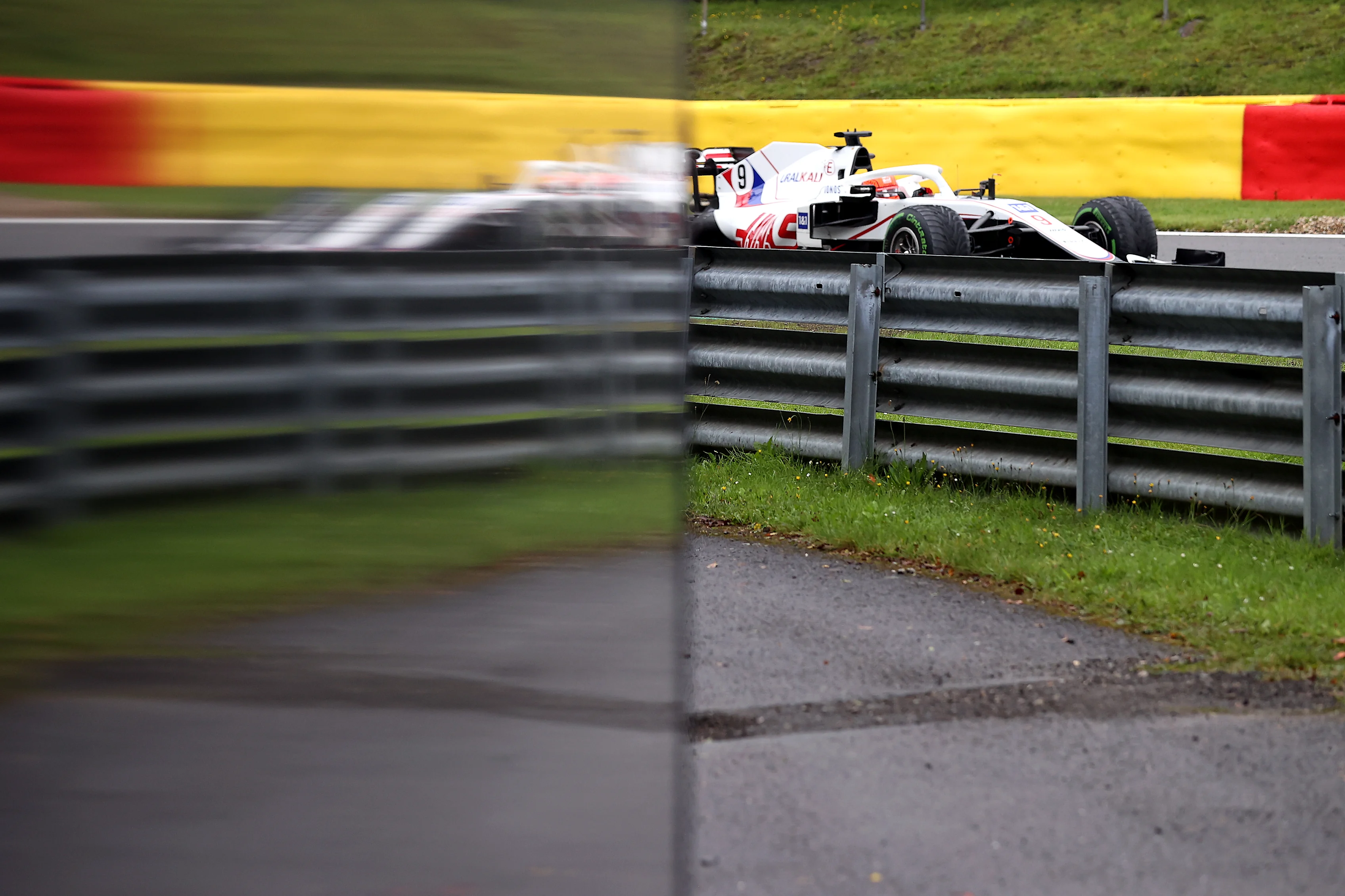 SPA, BELGIUM - AUGUST 28: Nikita Mazepin of Russia driving the (9) Haas F1 Team VF-21 Ferrari during final practice ahead of the F1 Grand Prix of Belgium at Circuit de Spa-Francorchamps on August 28, 2021 in Spa, Belgium. (Photo by Lars Baron/Getty Images)