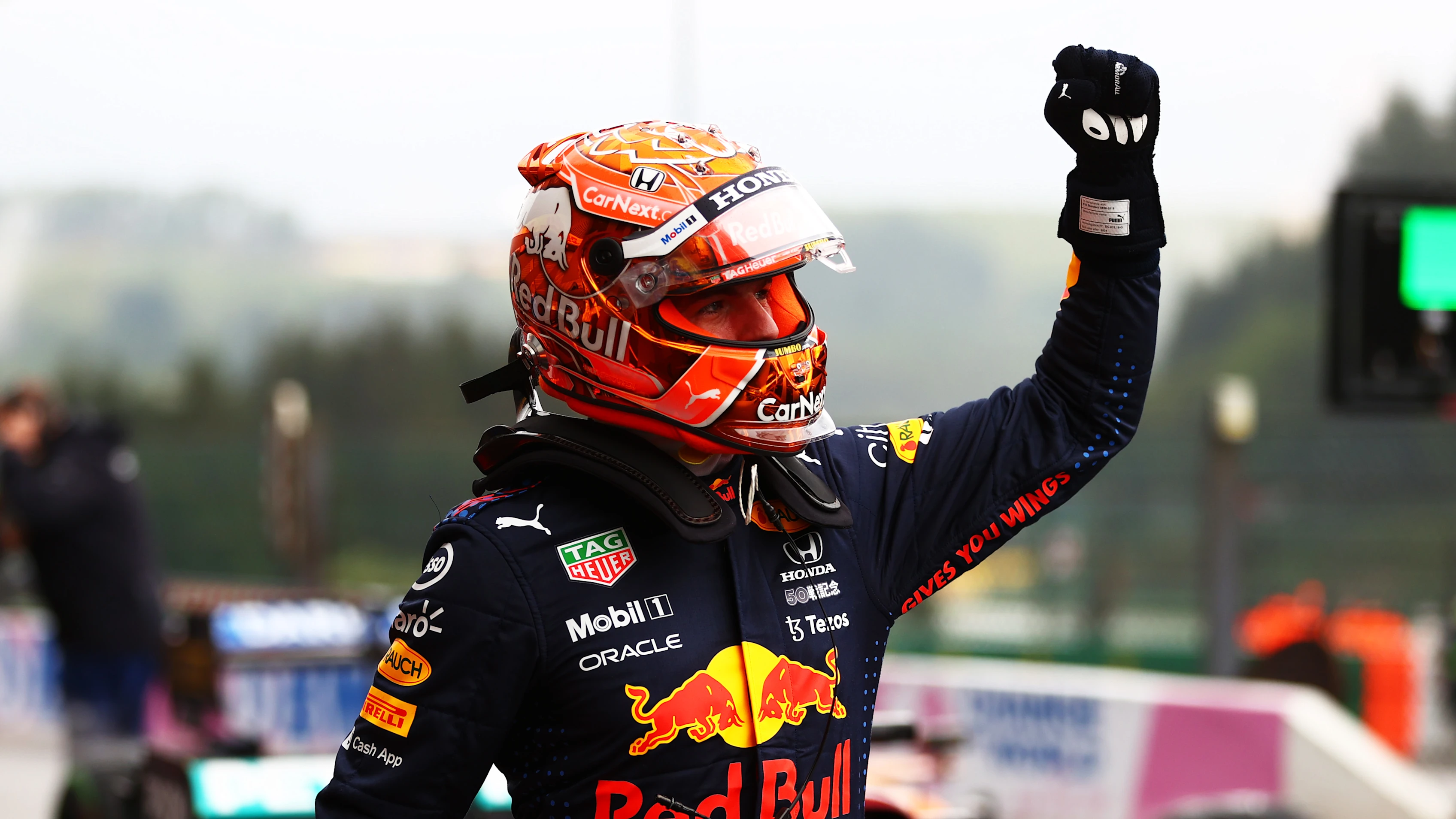 SPA, BELGIUM - AUGUST 28: Pole position qualifier Max Verstappen of Netherlands and Red Bull Racing