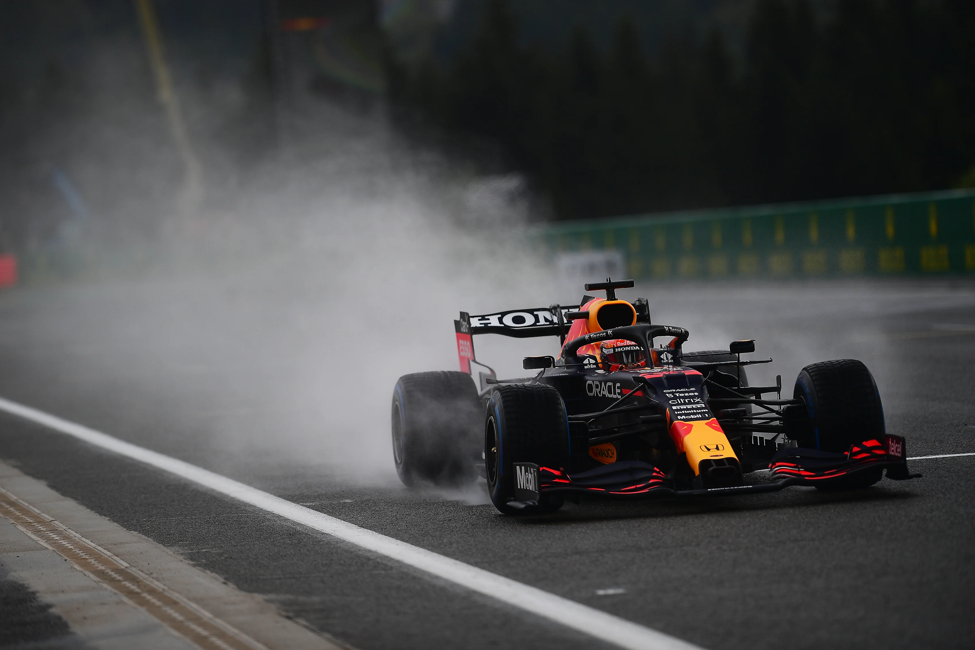 SPA, BELGIUM - AUGUST 28: Max Verstappen of the Netherlands driving the (33) Red Bull Racing RB16B